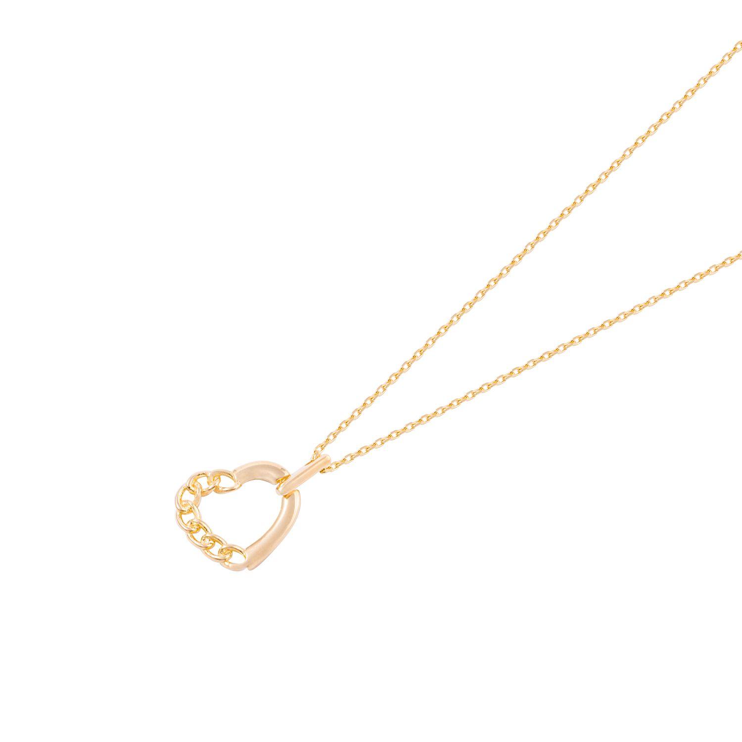 Collar Oro Amarillo 18kt Corazón Mitad Cadena-0