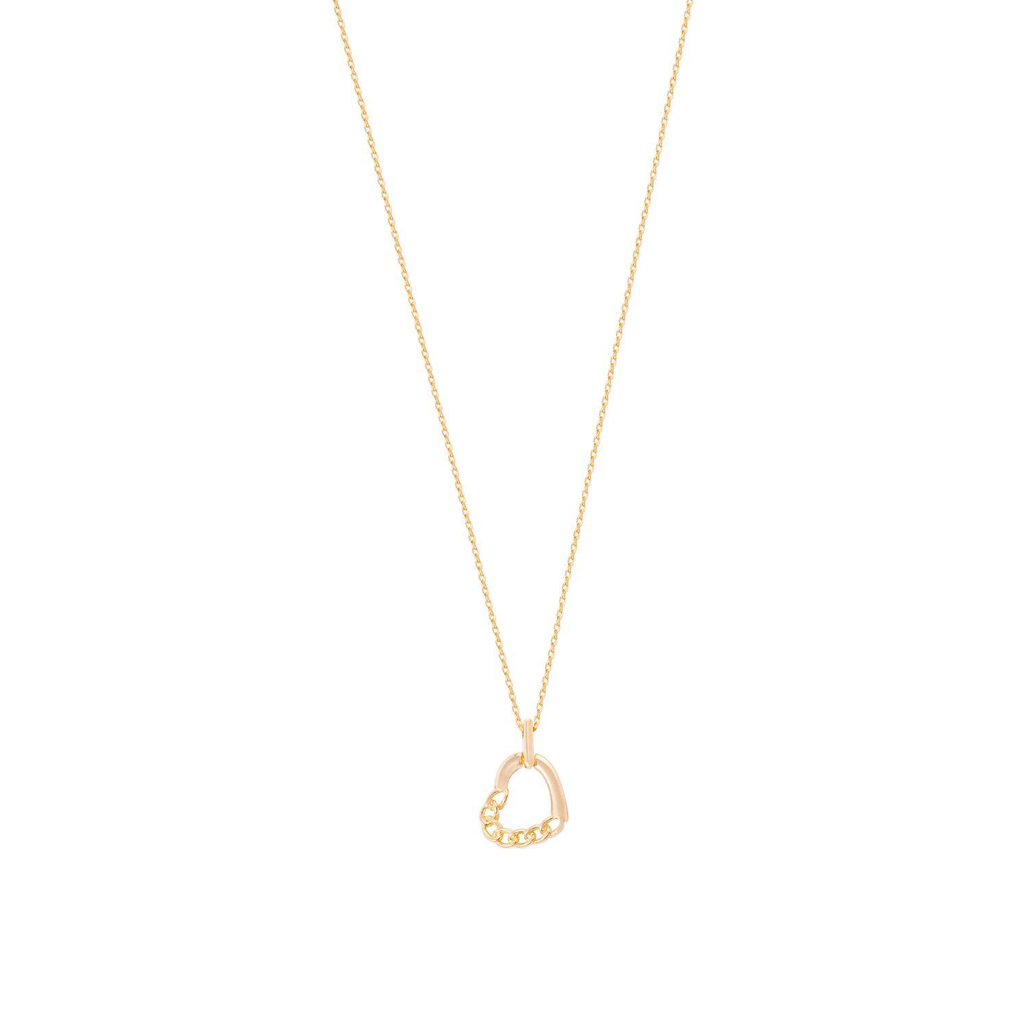 Collar Oro Amarillo 18kt Corazón Mitad Cadena-2