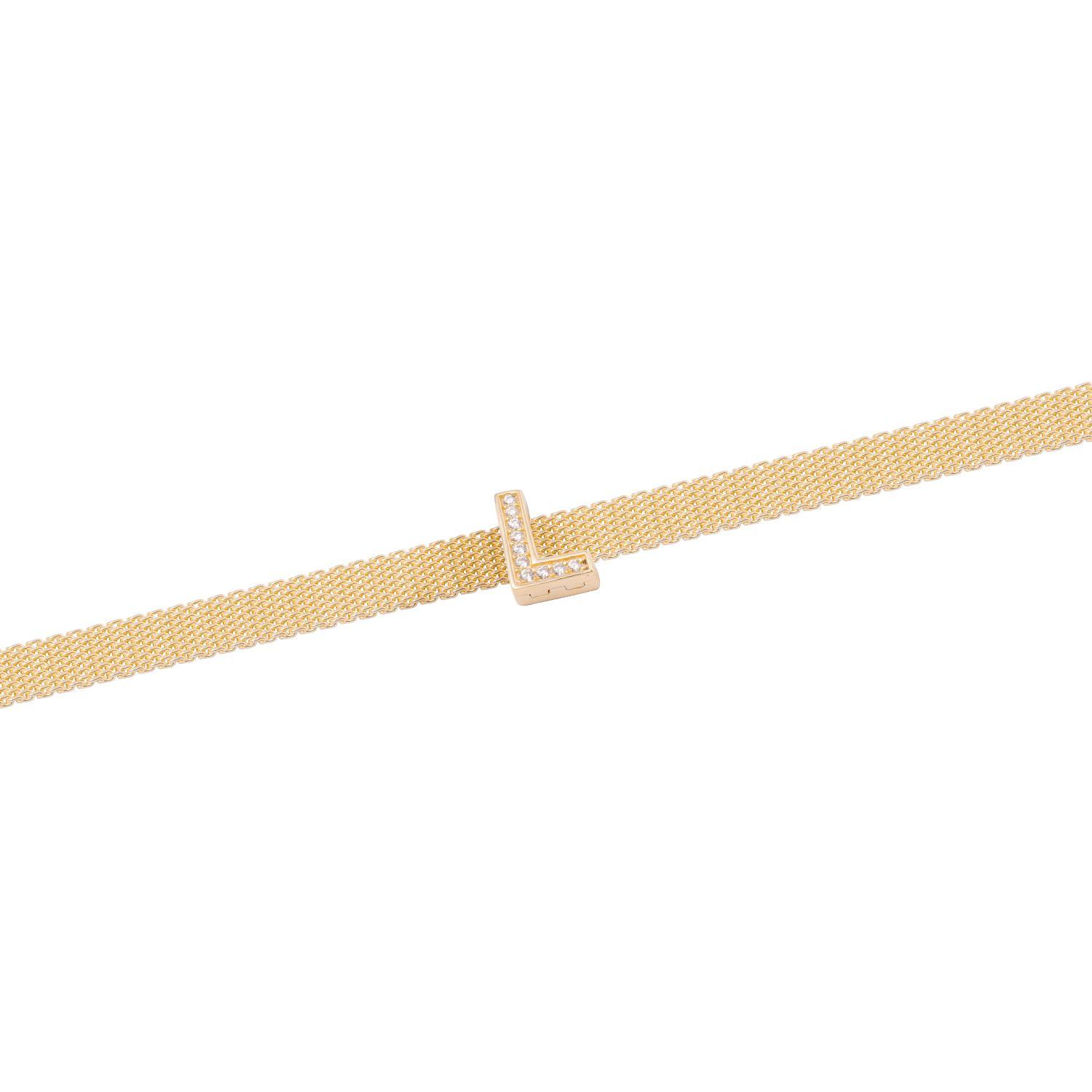 Dije de Plata broche Letra L con Circonita Revestido en Oro 18kt-2