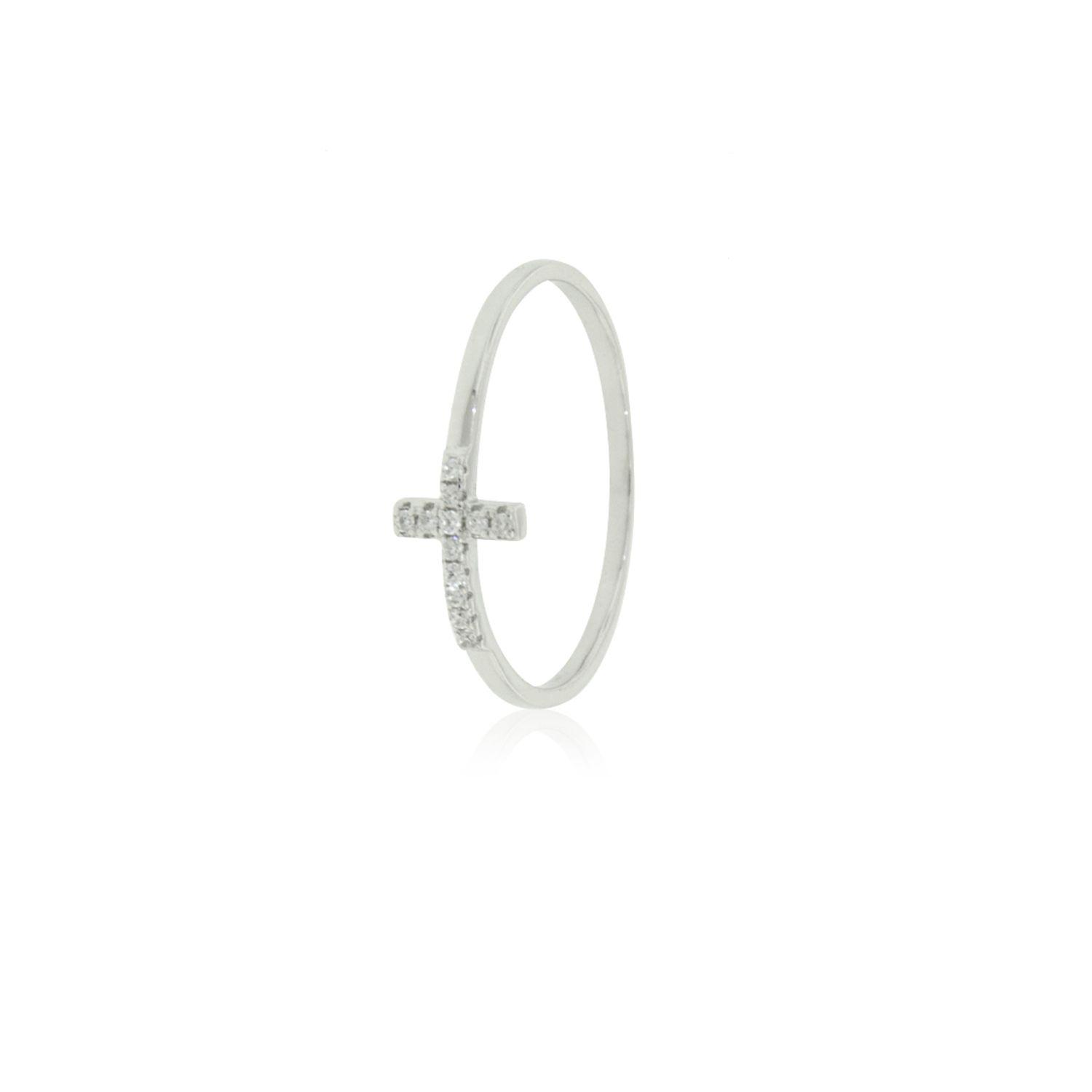Anillo de Plata Esterlina 925 Cruz en Circon-2