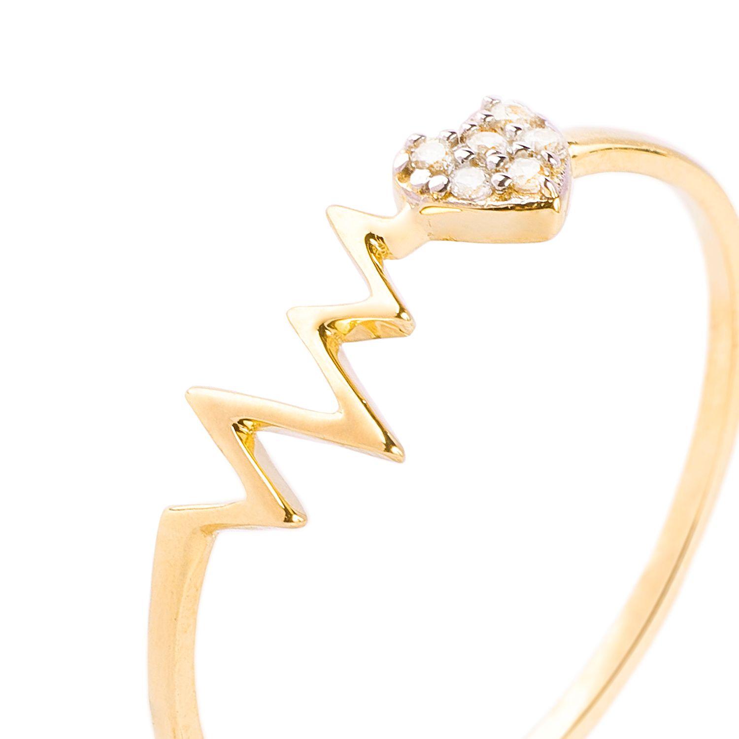 Anillos de Oro 18kt Modelo Línea de Vida Corazón y Circones-1