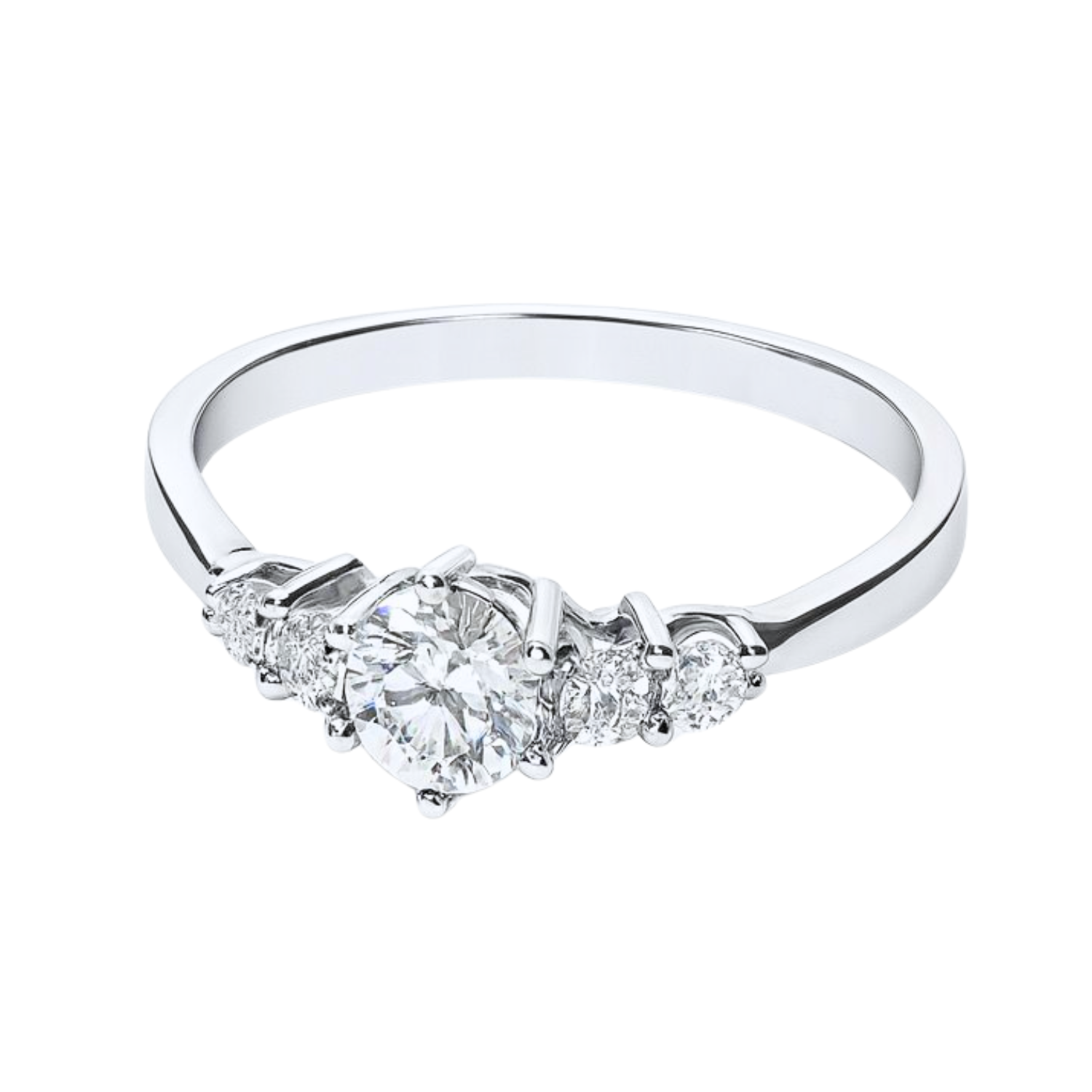 Anillo Oro Blanco 18kt Trilogía Clásica Circonita-2