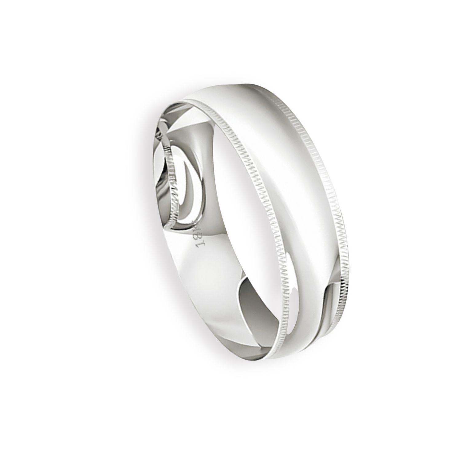 Argolla Matrimonio de Oro Blanco 18kt Inglés Alejandrina de 5,0mm-2