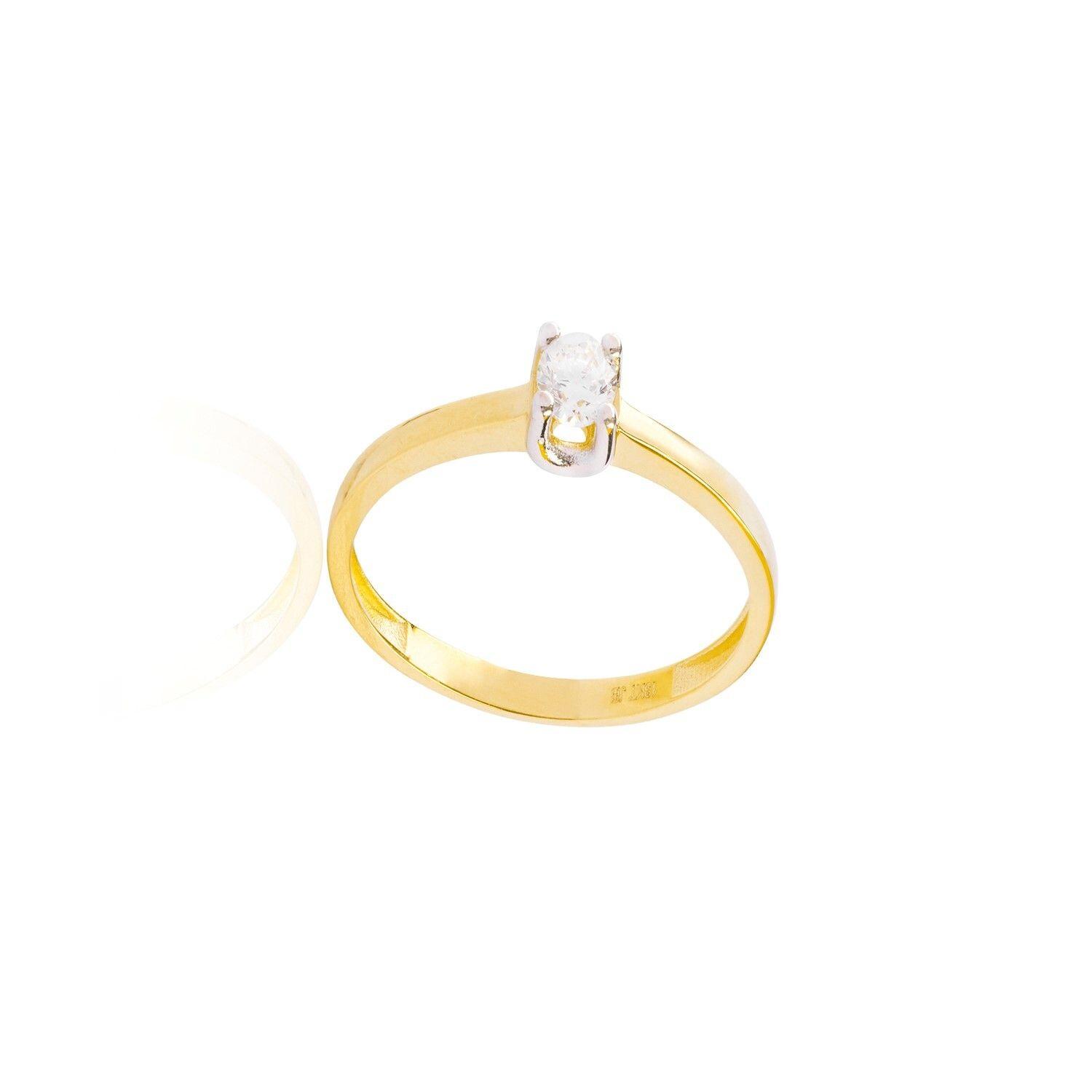 Anillo Compromiso de Oro 18Kt Solitario Bicolor Circonita-2