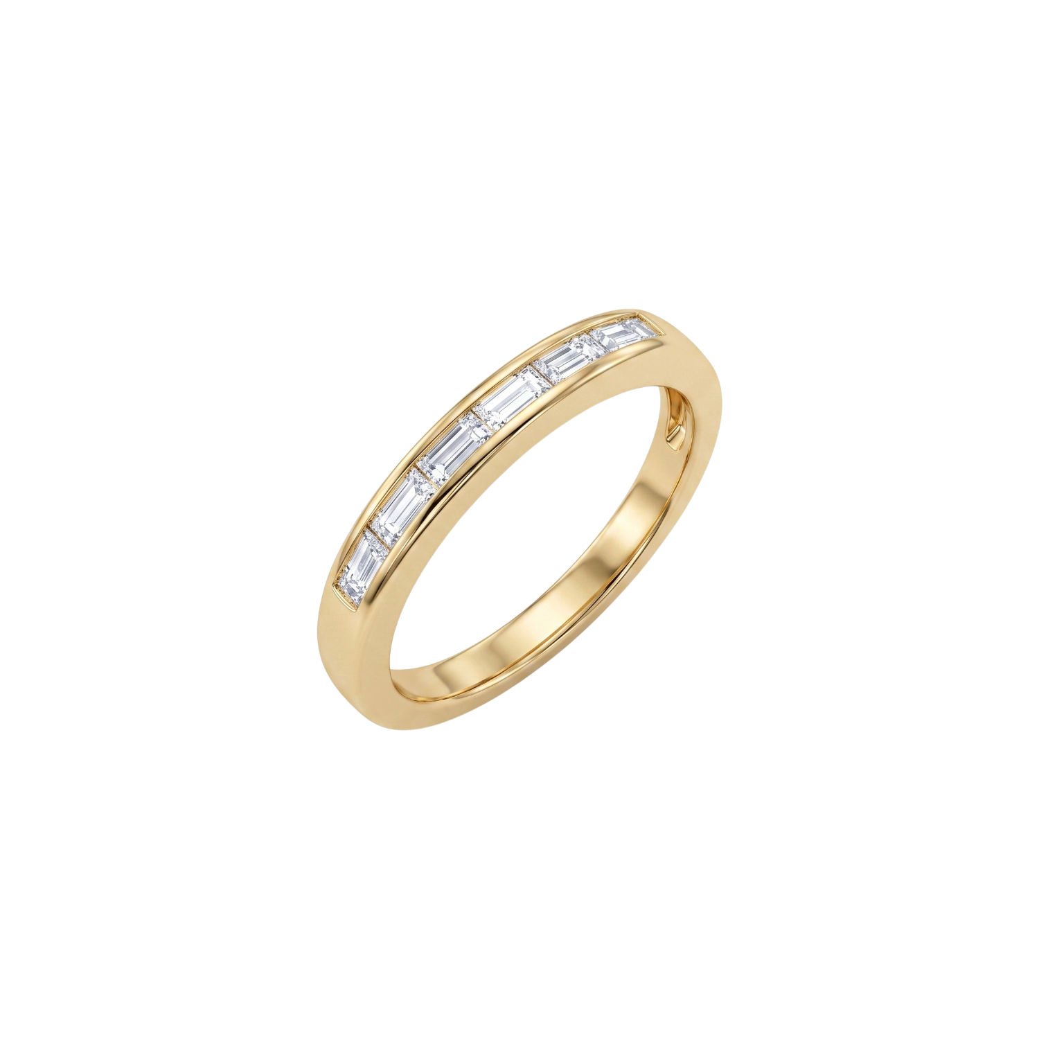 Anillo de Plata Esterlina 925 Revestido en Oro Amarillo 18kt Riel Circon Baguette-2
