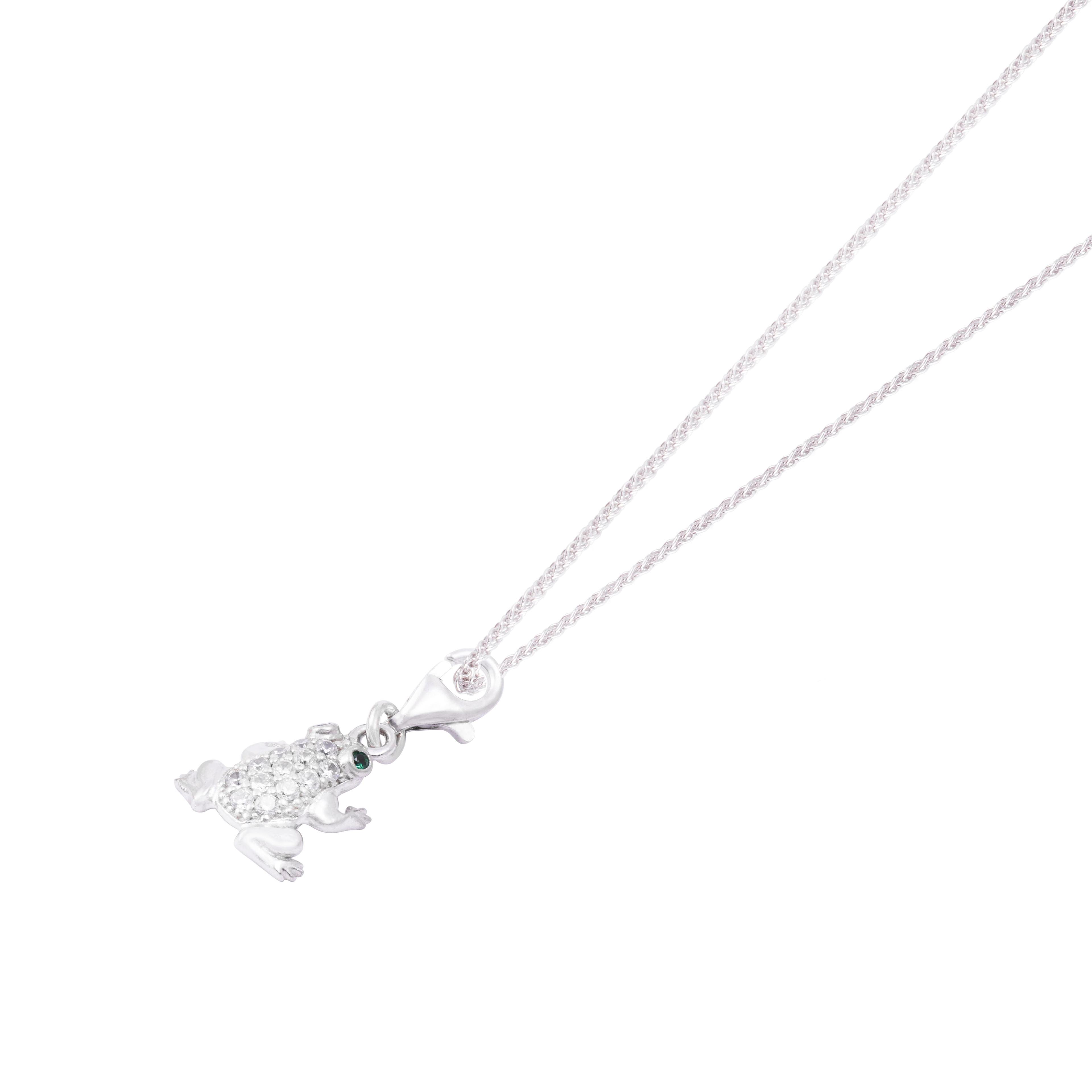 Colgante de Plata Esterlina 925 Rana Circonita-2
