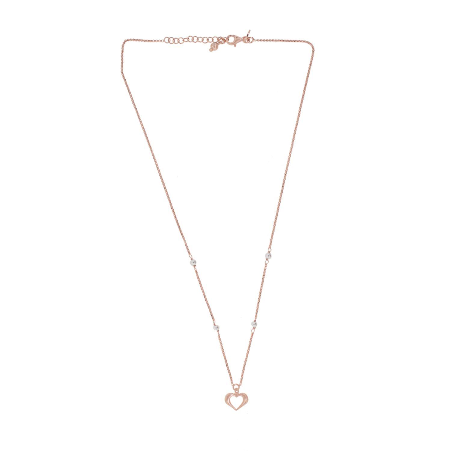 Collar Plata Esterlina 925 Corazón Rose Revestido Oro 18kt-2