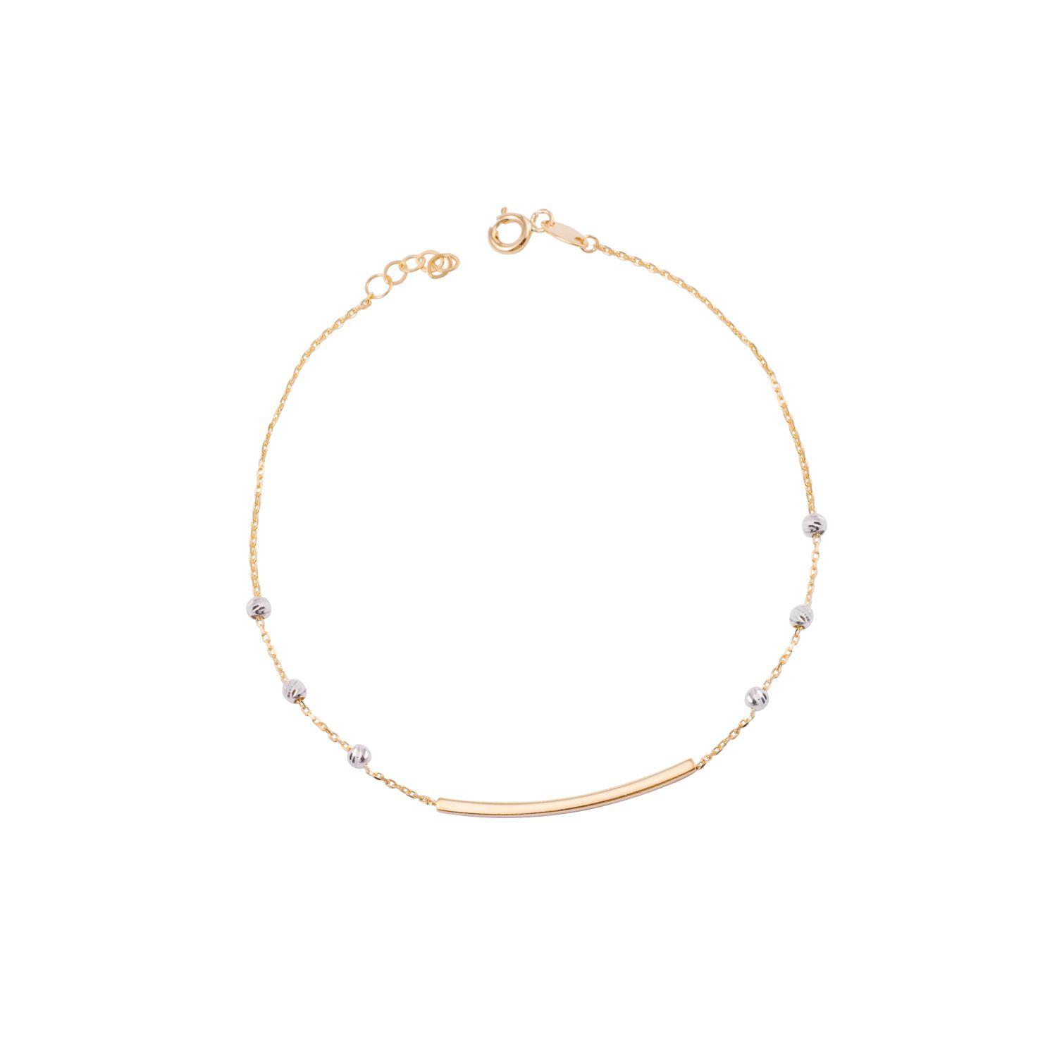 Pulsera de Oro 18kt Barra y esferas-2