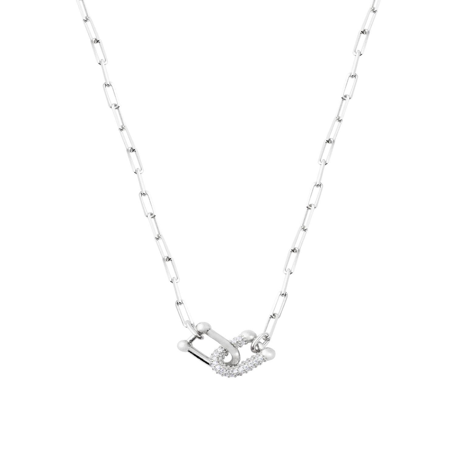 Collar de Plata Esterlina 925 Circon Entrelazado-2