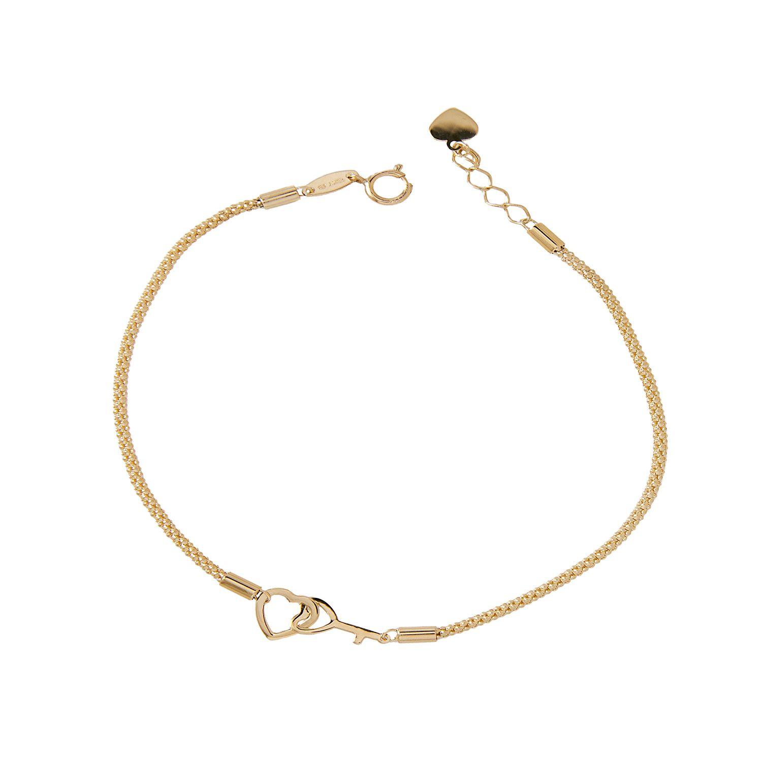 Pulsera de Oro 18kt Corazon Llave-0