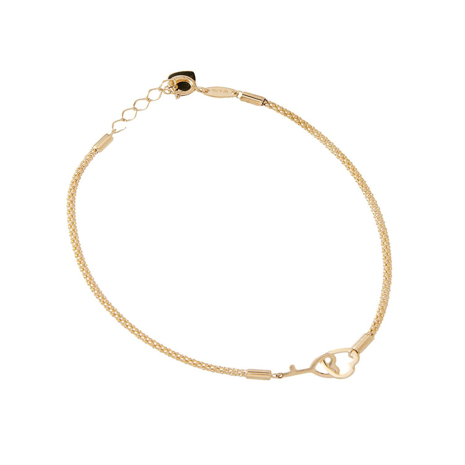 Pulsera de Oro 18kt Corazon Llave-2