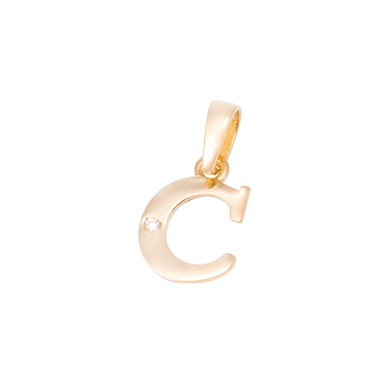 Colgante de Oro de 18kt Circonitas letra C-0