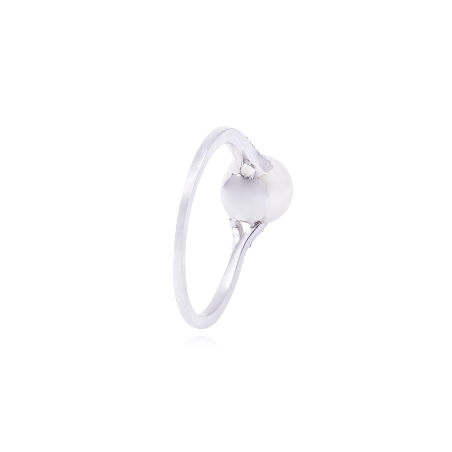 Anillo Oro Blanco 18kt Diamantes 5 Pts y Perla 7mm-2