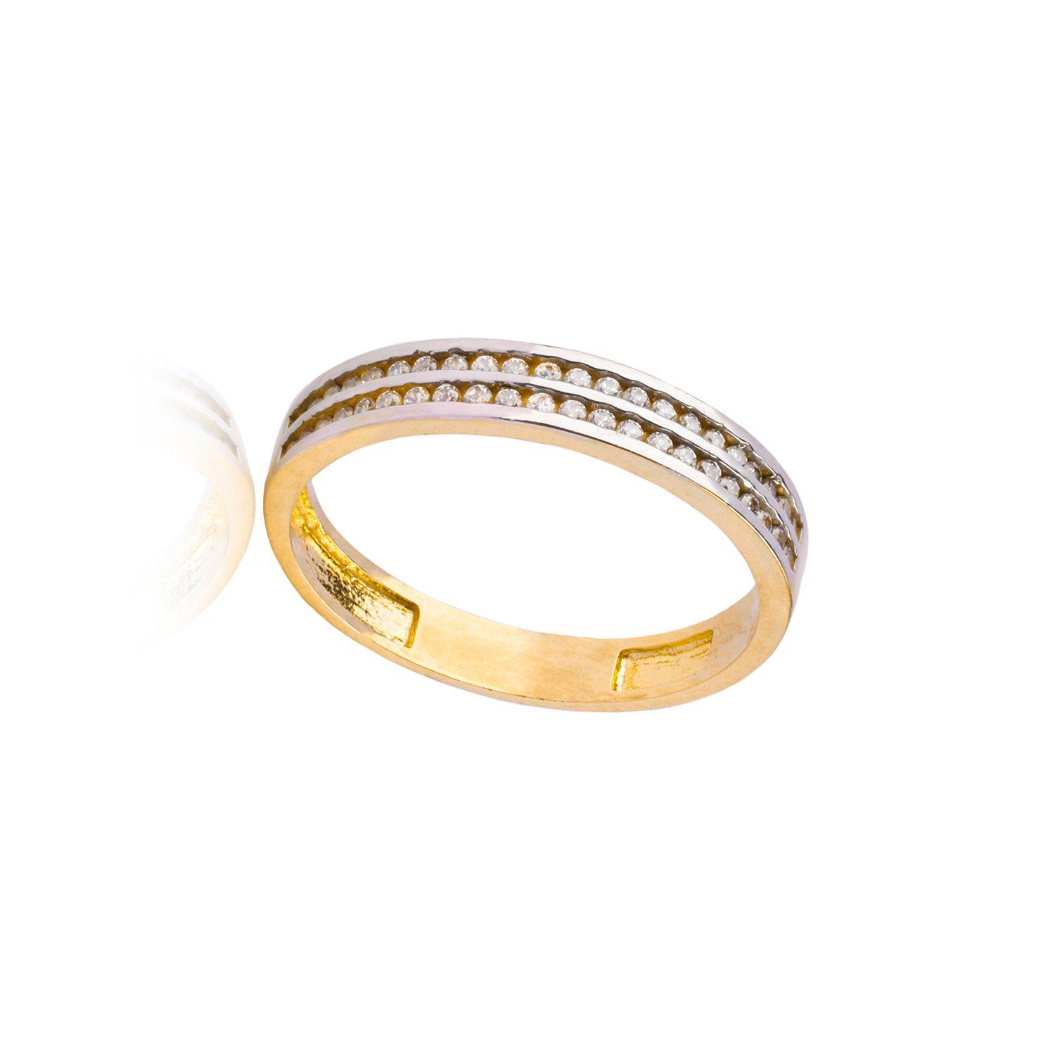 Anillo Compromiso de Oro 18Kt Doble Riel Cintillo Circonita-2