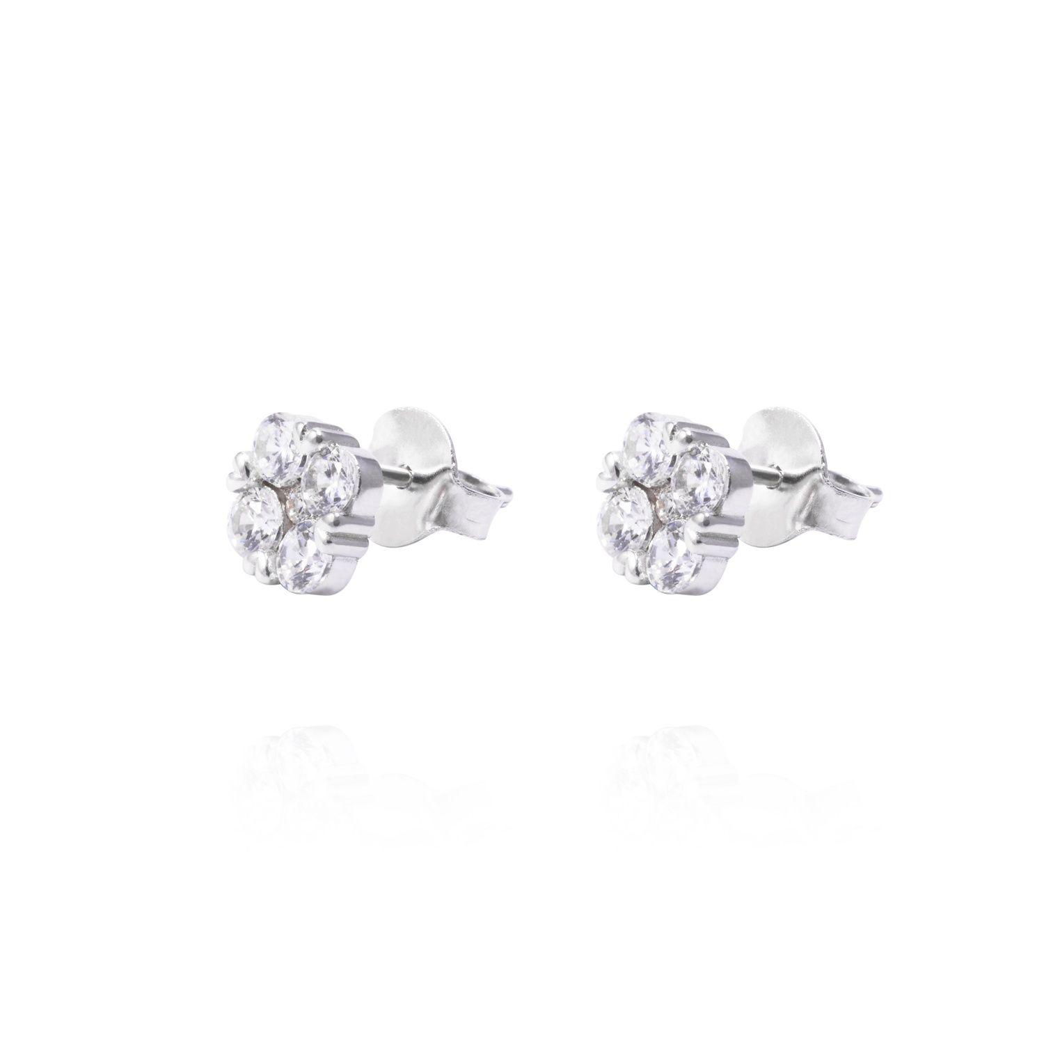 Aros de Plata Esterlina Flor Cuatro Circones-0