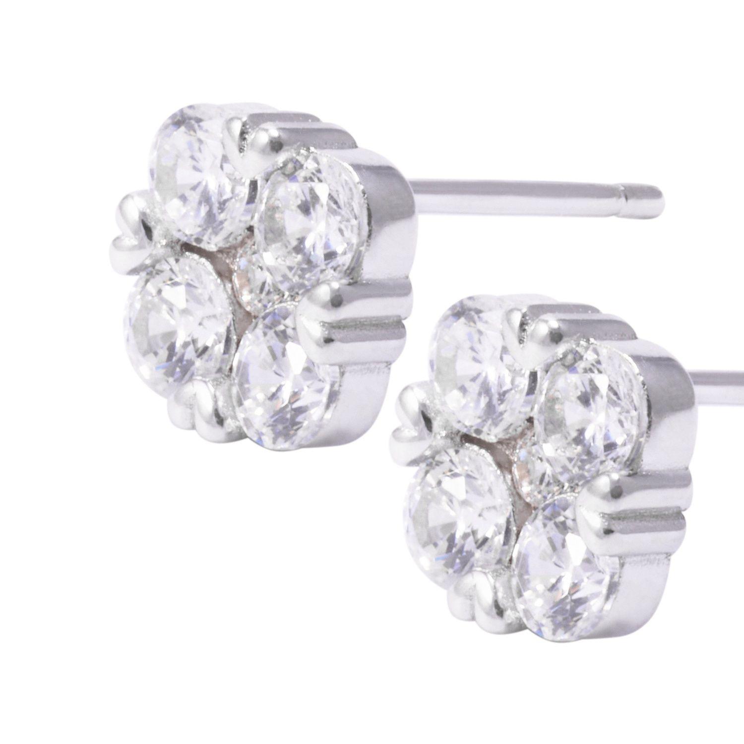 Aros de Plata Esterlina Flor Cuatro Circones-1