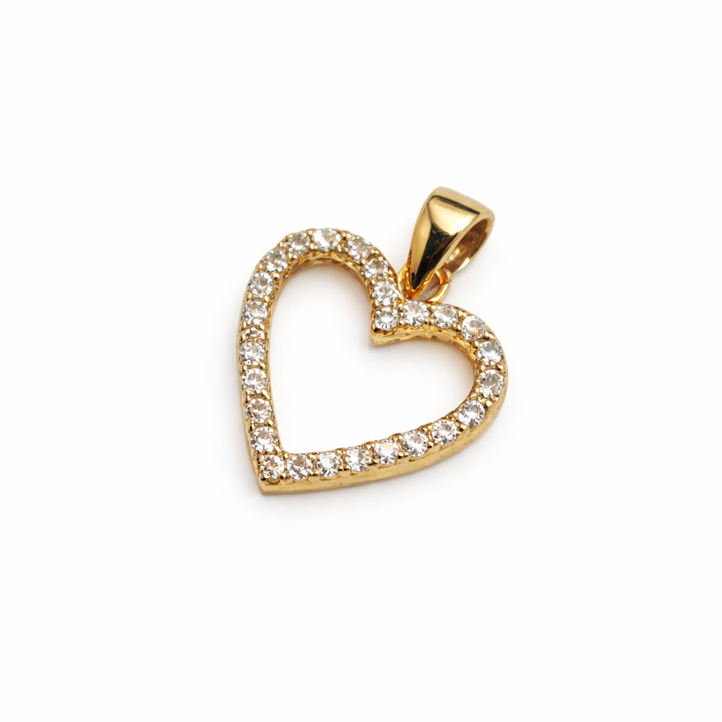 Colgante Oro Amarillo 18kt Corazón Doble Circonita-0