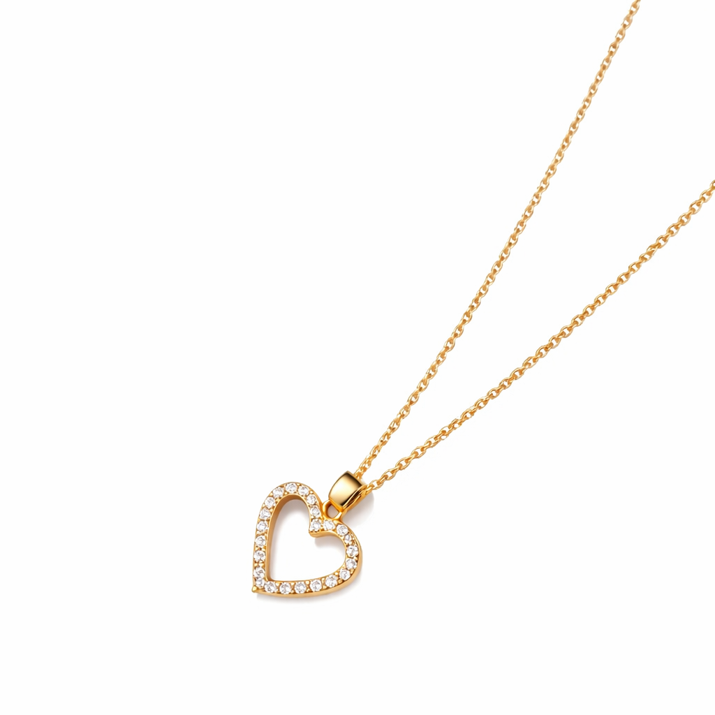 Colgante Oro Amarillo 18kt Corazón Doble Circonita-1