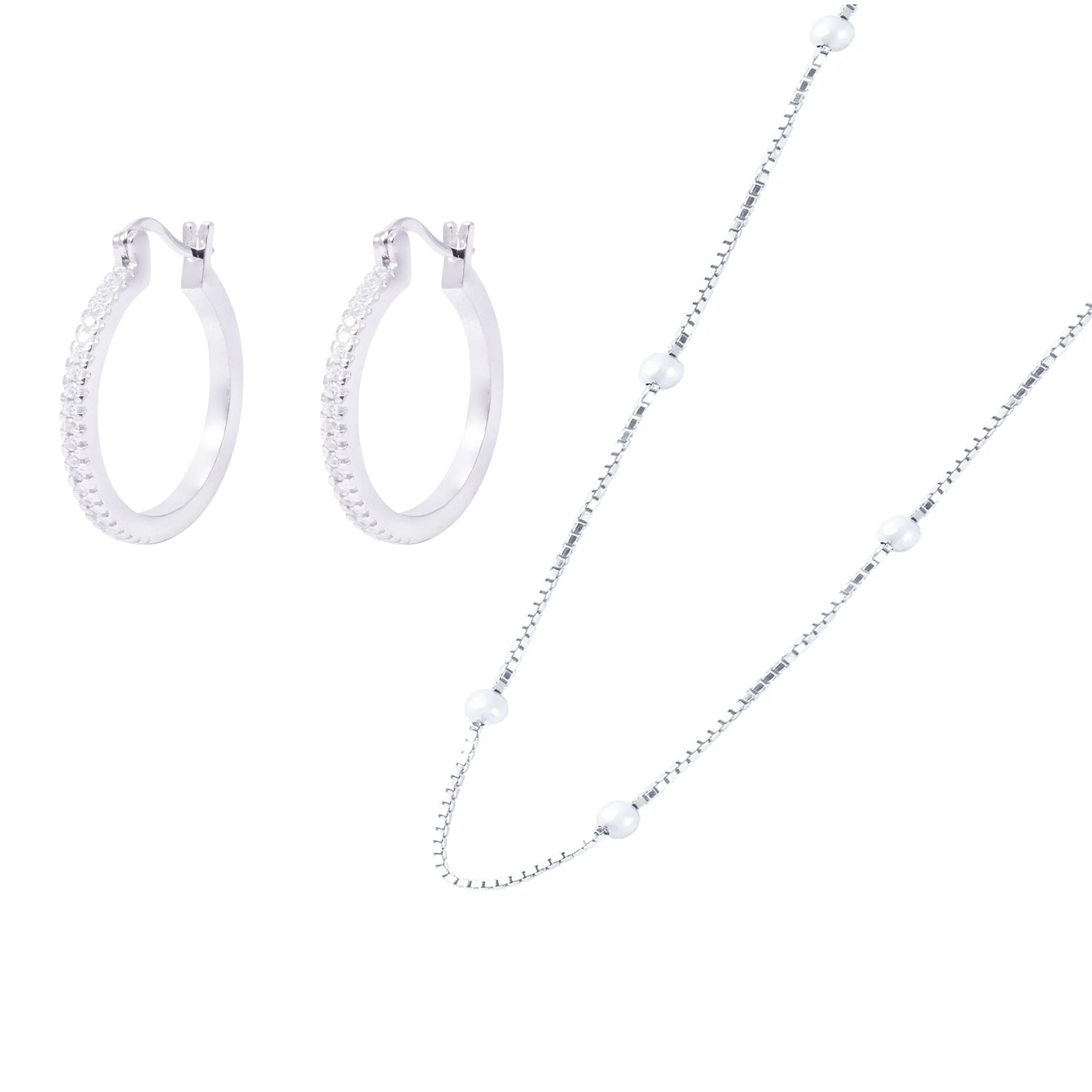 Conjunto Lazos con Brillo Plata Esterlina 925-0