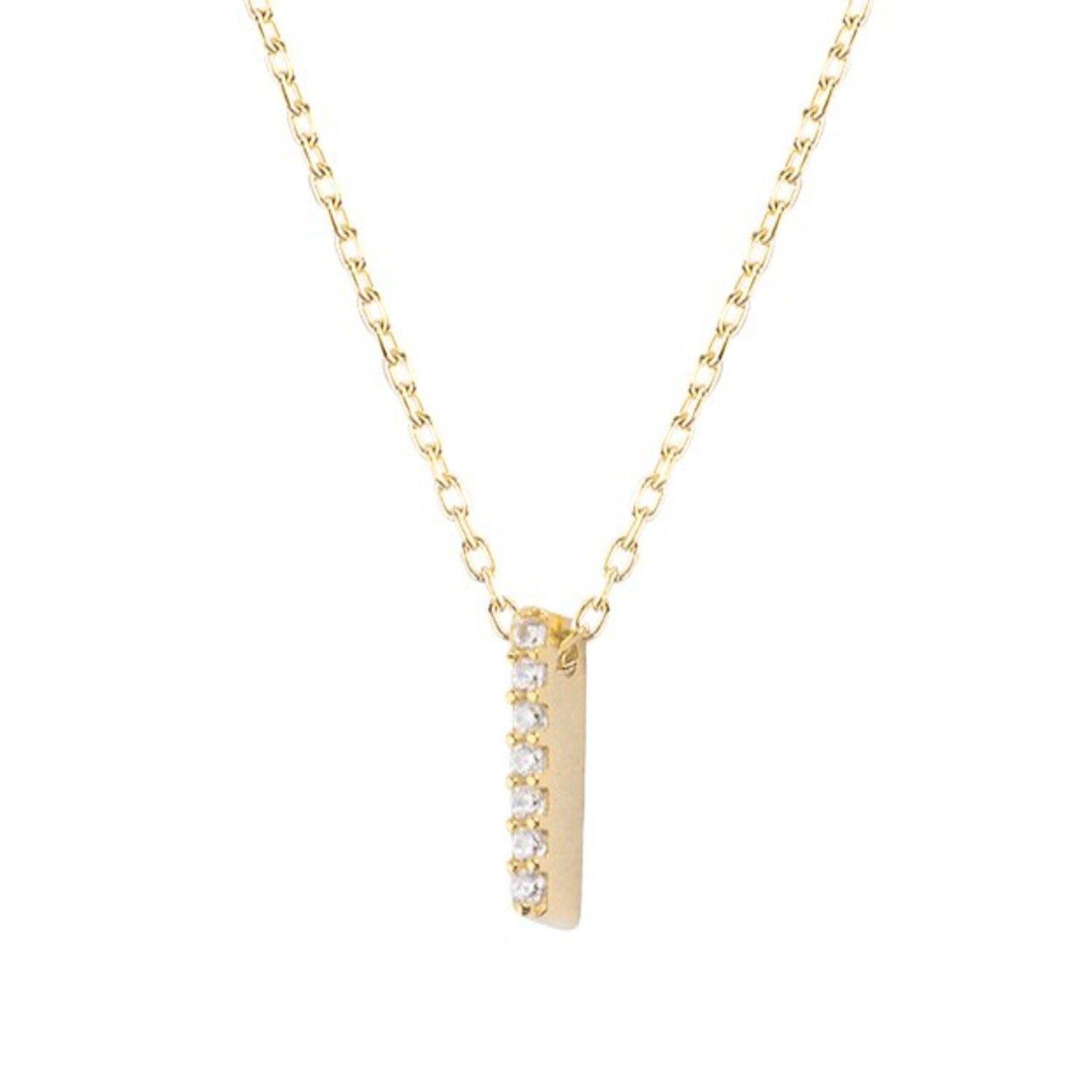 Collar de Plata Esterlina 925 Letra I Circon Revestido en Oro 18kt-2