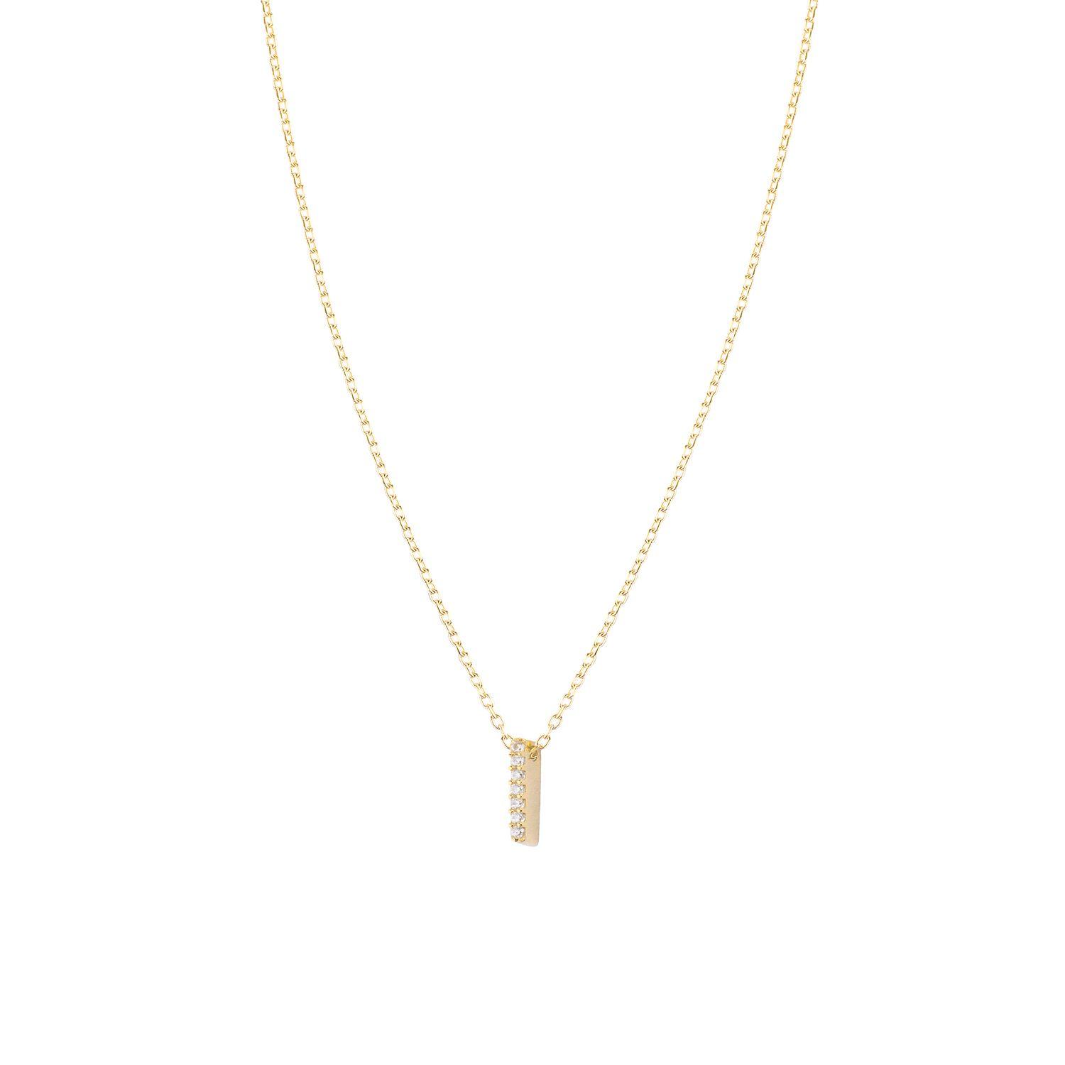 Collar de Plata Esterlina 925 Letra I Circon Revestido en Oro 18kt-2