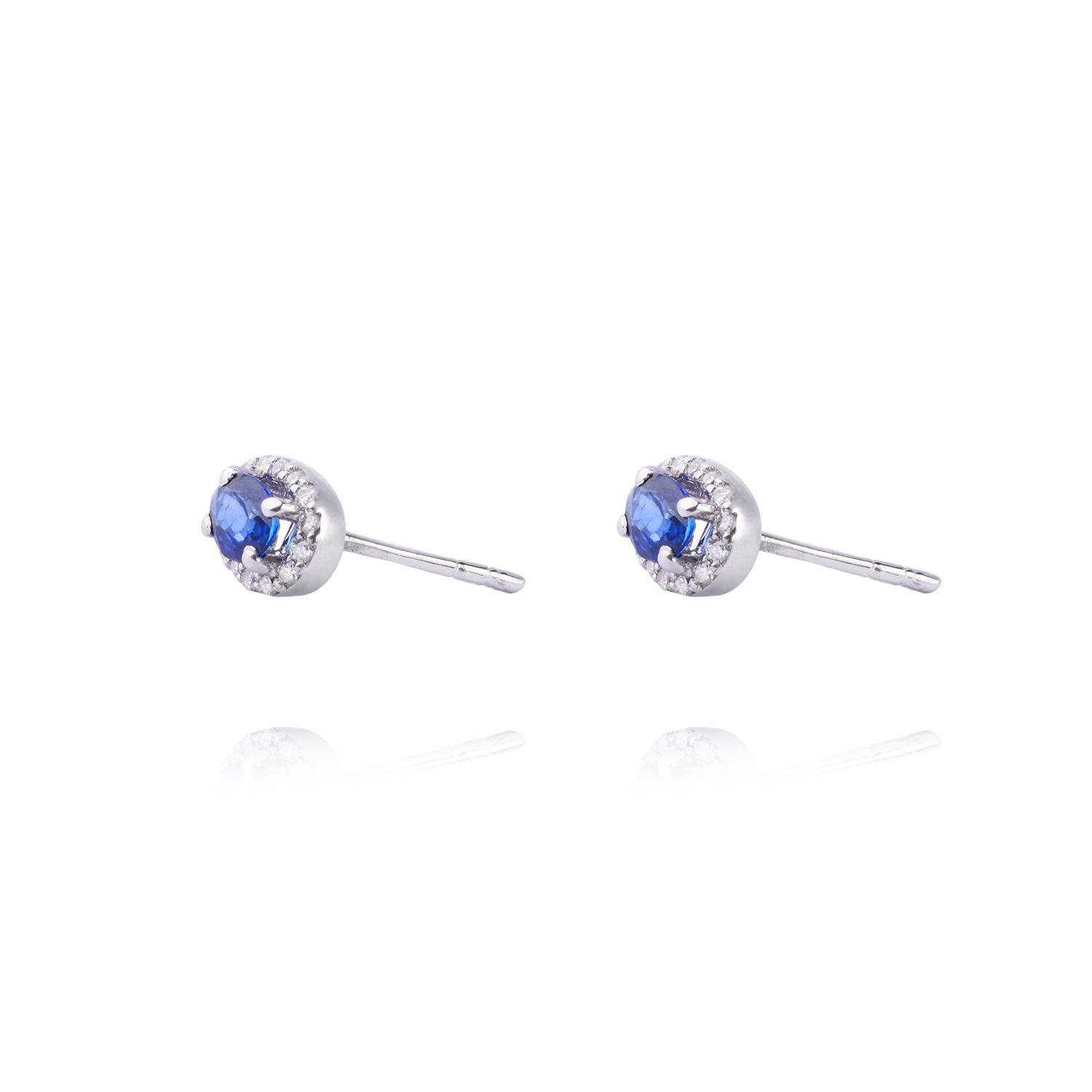 Diamante Aros de Oro 18kt 10pts total SI/H con Zafiro 42pts-1