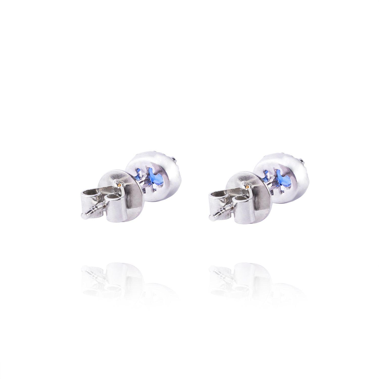 Diamante Aros de Oro 18kt 10pts total SI/H con Zafiro 42pts-2