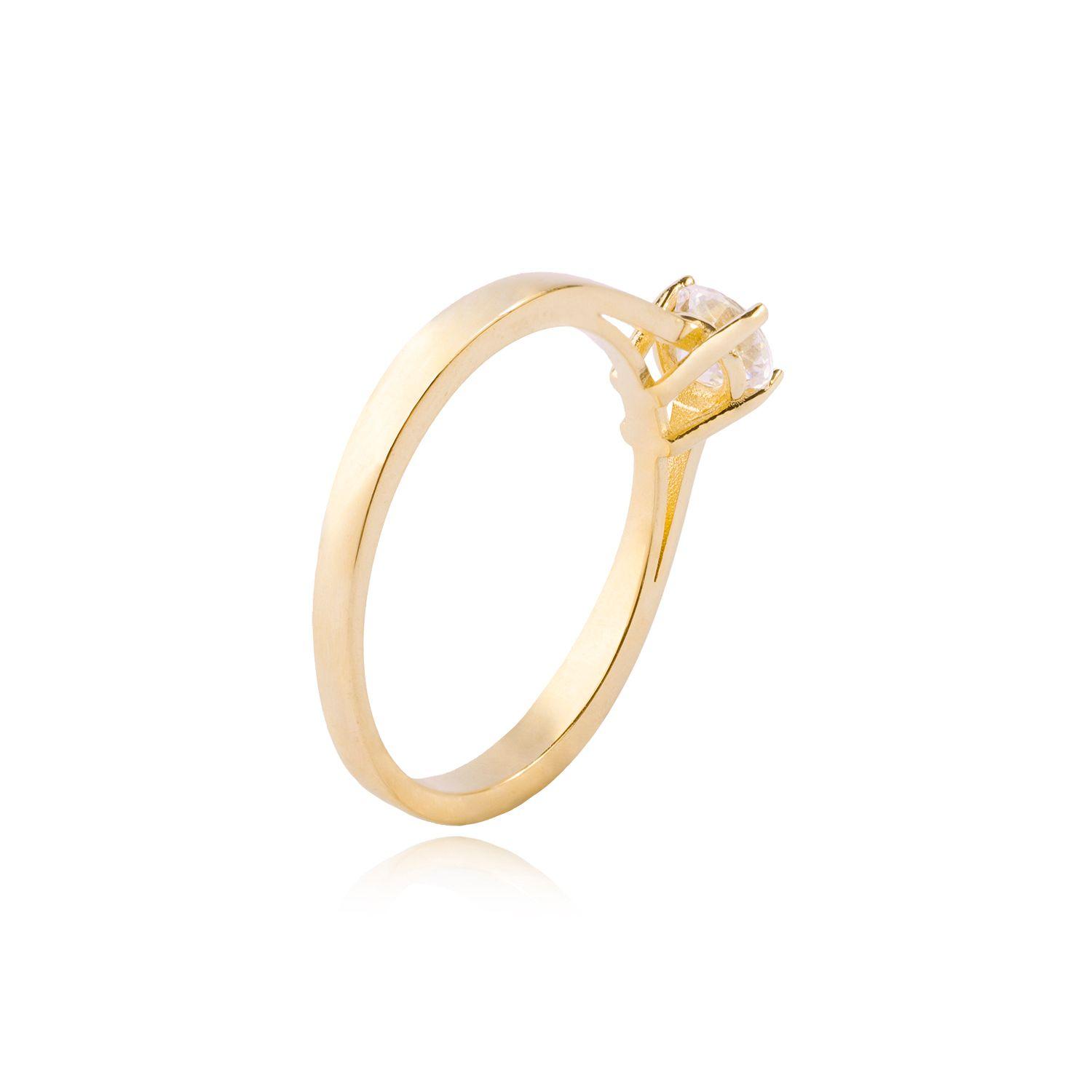 Anillo Compromiso de Oro 14kt Solitario Circon 4 Grifas-2