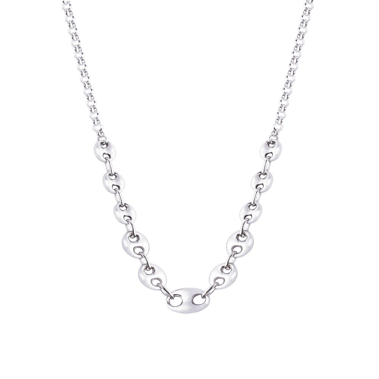 Collar de Plata Esterlina 925 Eslabones Grandes y Pequeños-2