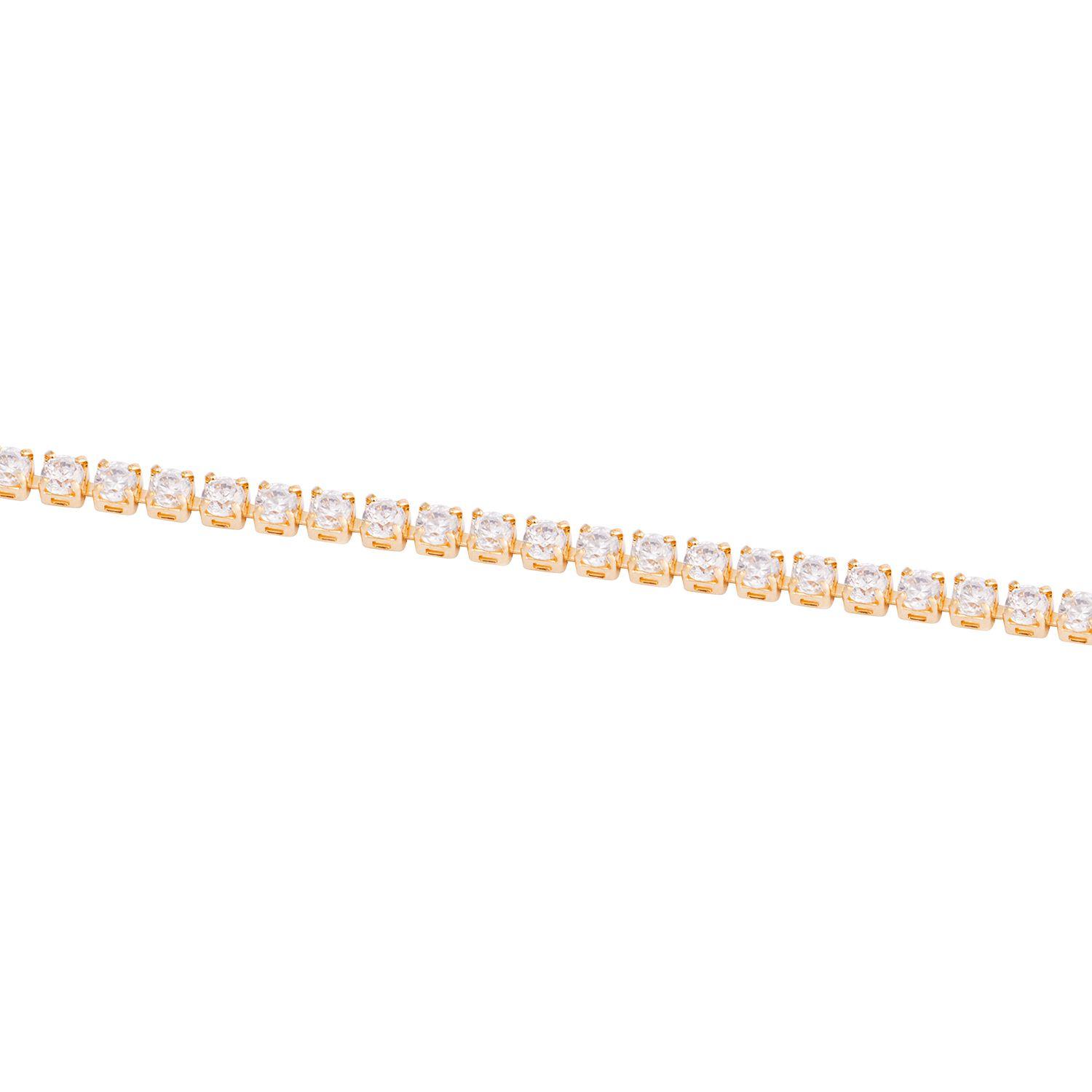 Pulsera de Plata Esterlina 925 Cristal Blanco Bañado en Oro 14kt-1