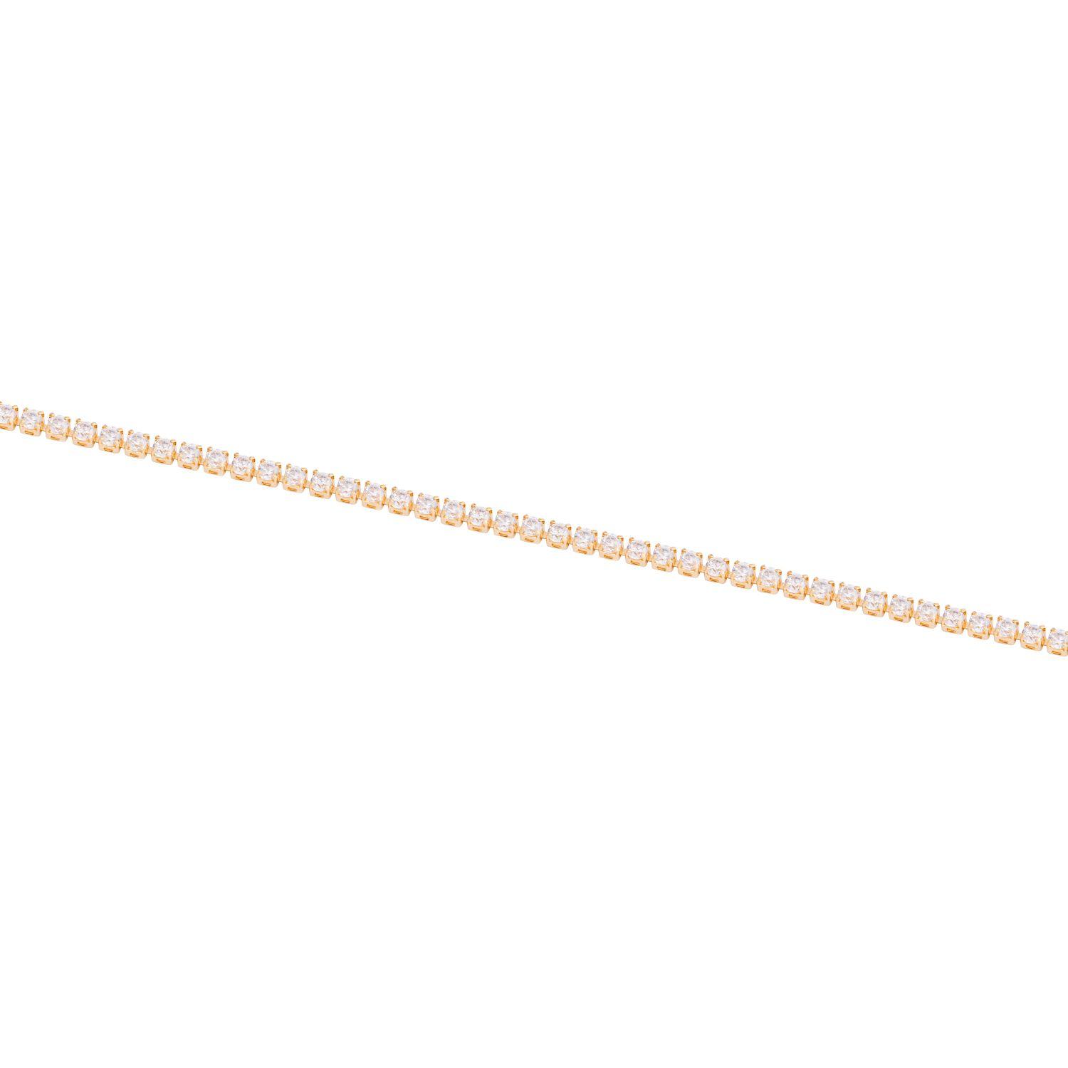 Pulsera de Plata Esterlina 925 Cristal Blanco Bañado en Oro 14kt-2