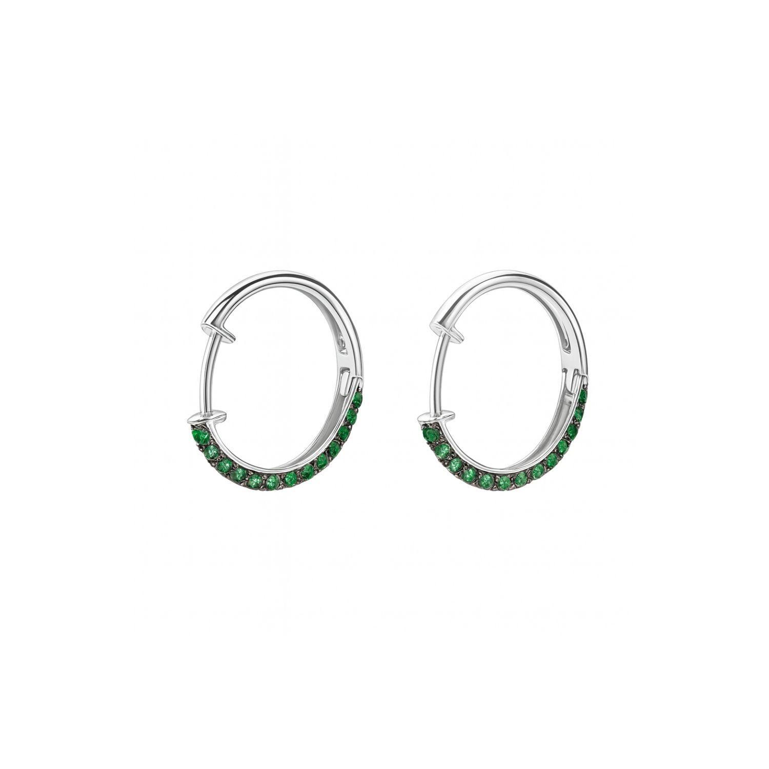 Aros de Oro Blanco 18kt Diamantes 47Pts es Corte Brillante  Esmeralda-2
