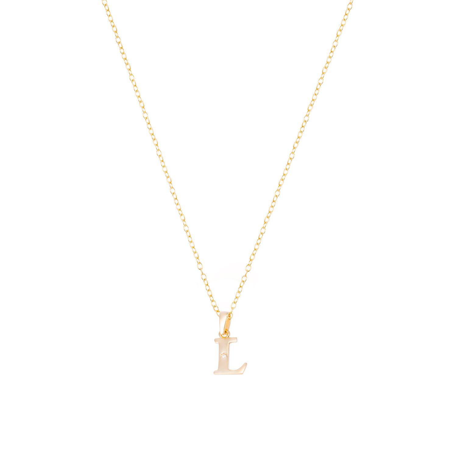 Collar de Oro de 18kt Circonitas letra L-2