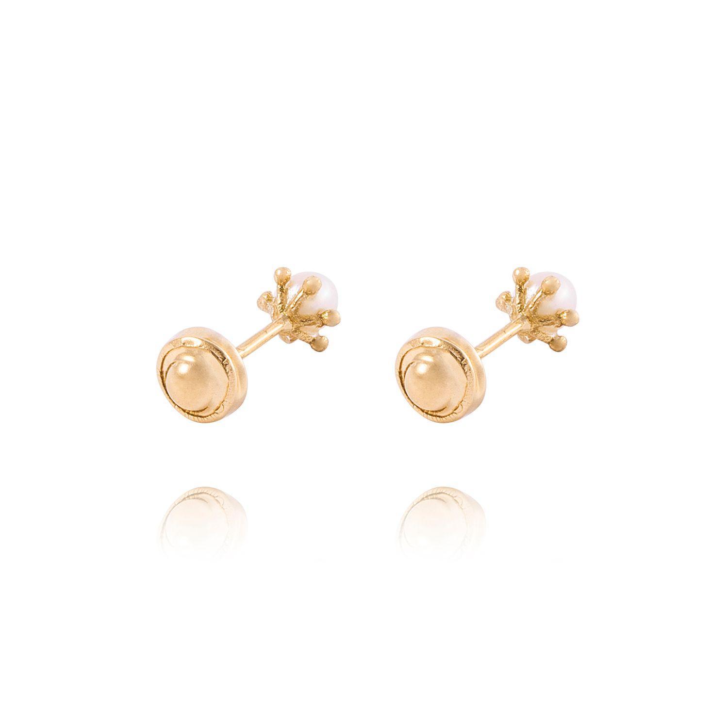 Aros de Oro 18kt Perla cultivada  Pistilo 3,0 mm, Abridor.-2