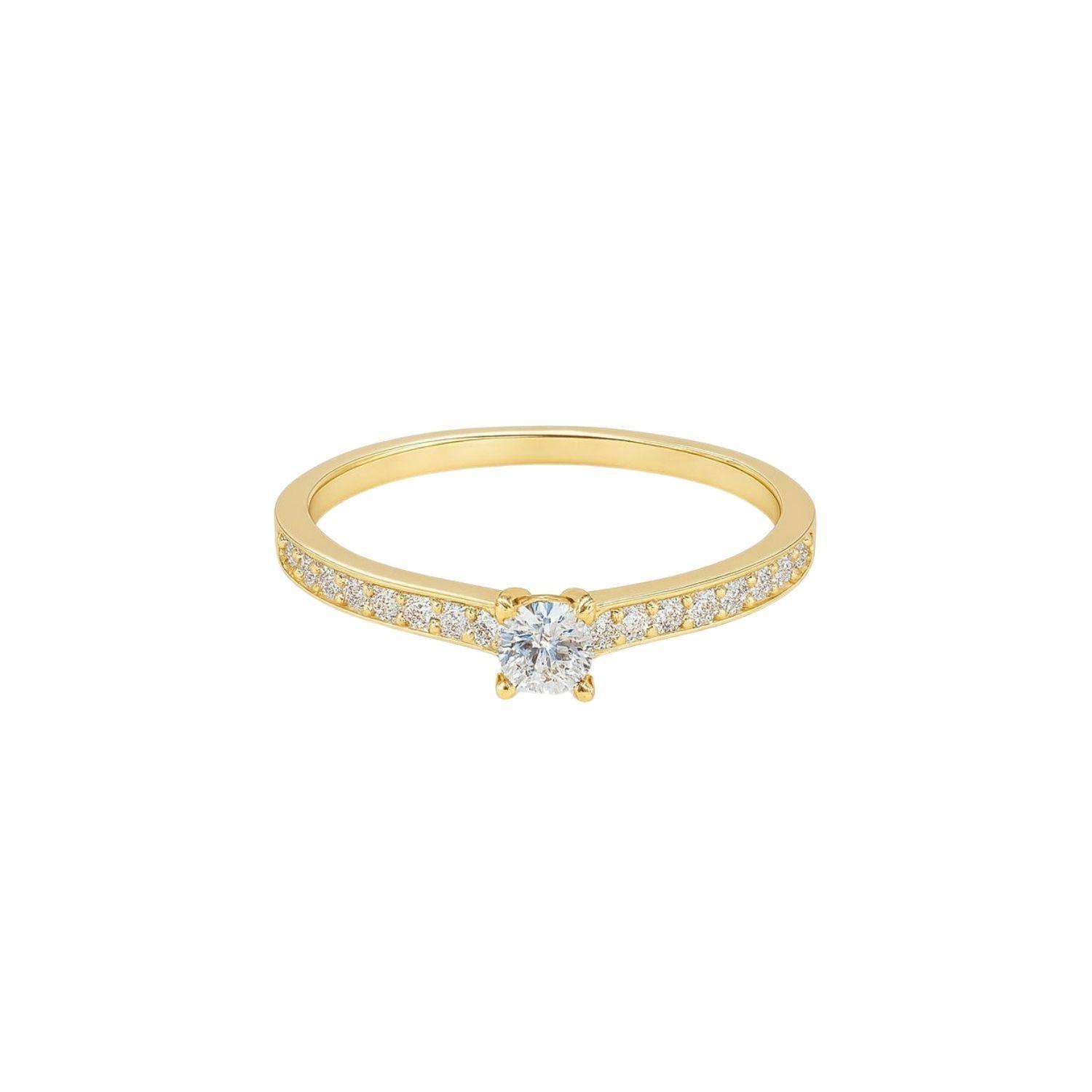 Anillo Oro Amarillo 18kt Circonitas- Central 3MM-2