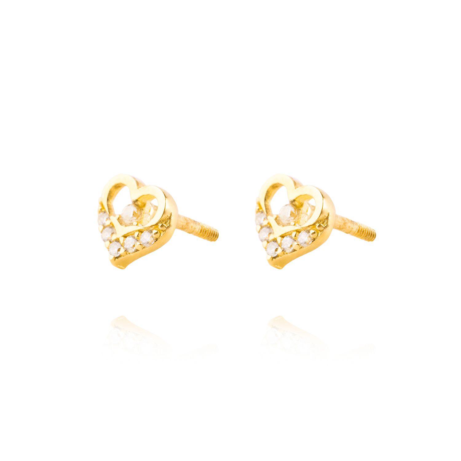 Aros de Oro 18kt Corazon Punta de Circon-0