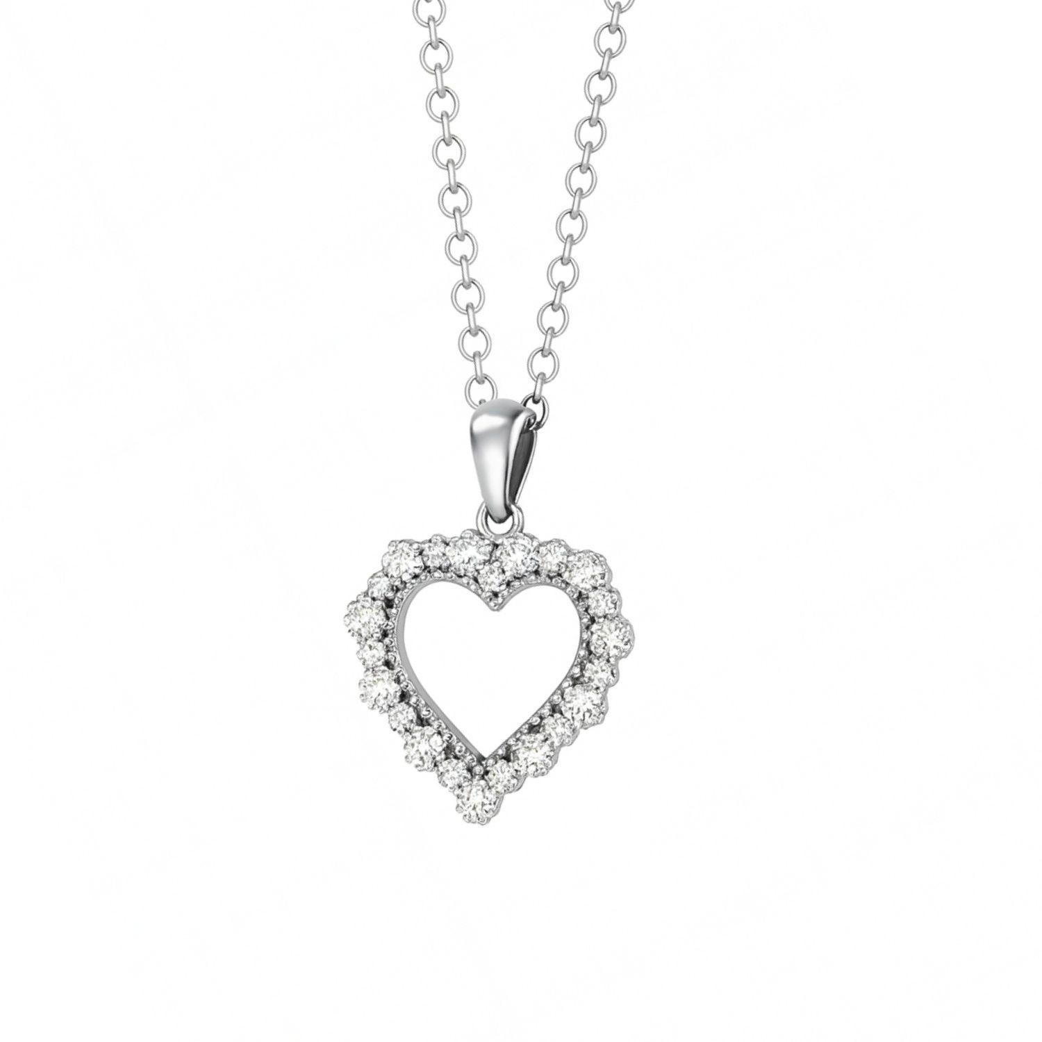 Colgante Plata Esterlina 925 Corazón Brillante y Circonita-2