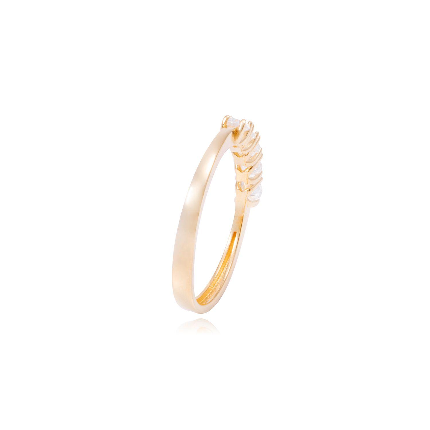 Anillo Compromiso de Oro de 18kt Cinco circonitas-2