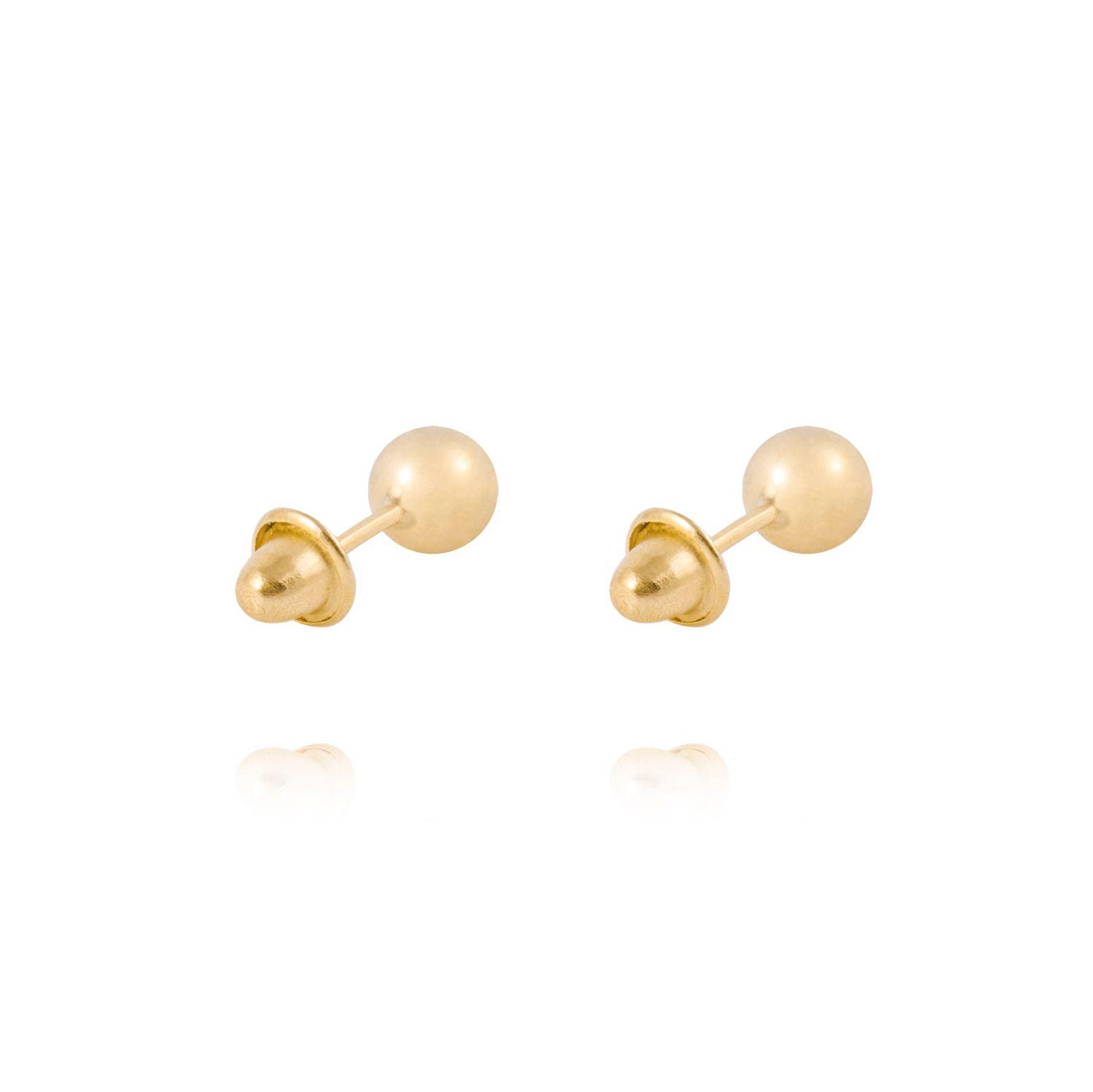 Aros de Oro 18 kt  Pelotita 3,5mm Tornillo tope-2