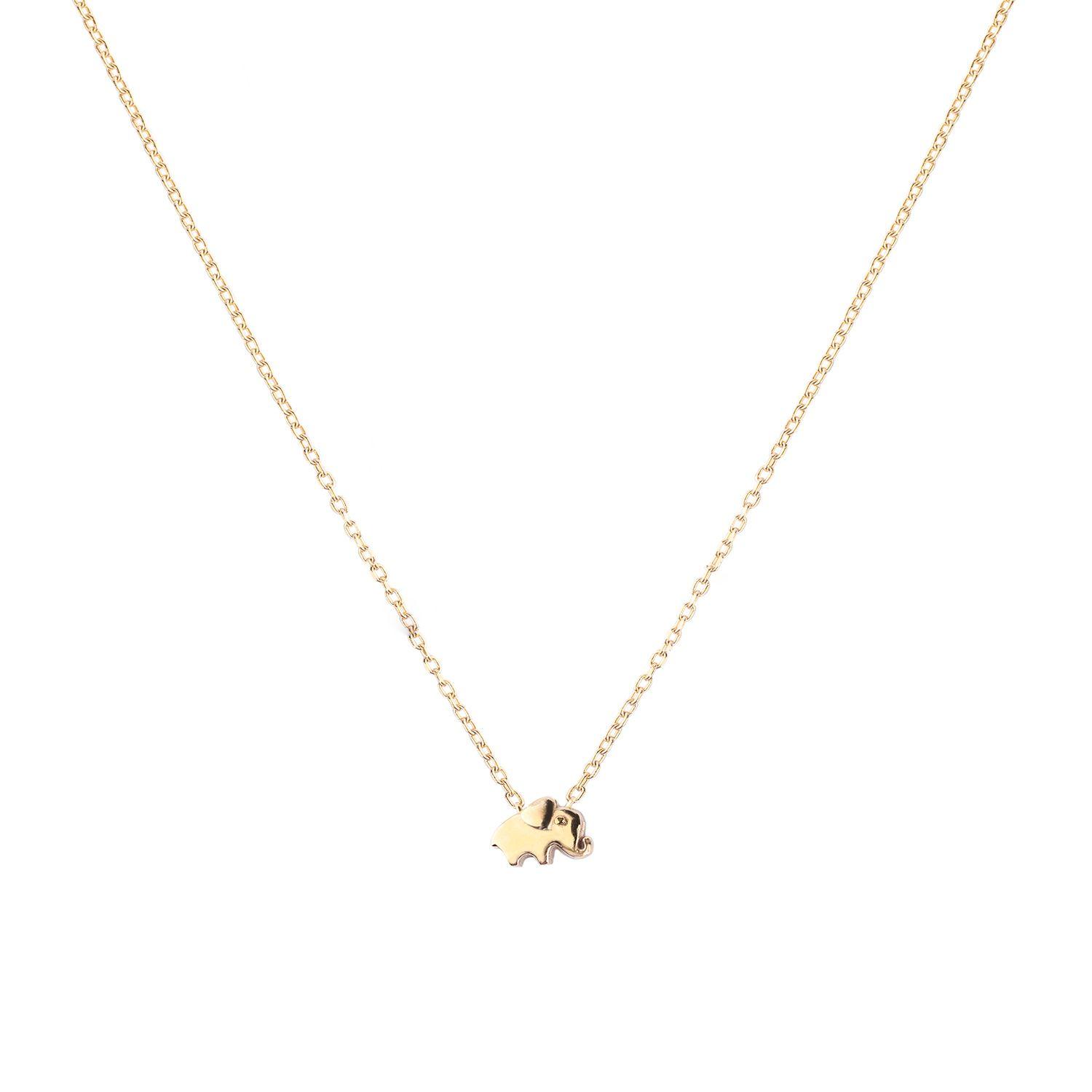 Collar de Plata Esterlina 925 Elefante Mini Revestido en Oro 18kt-0