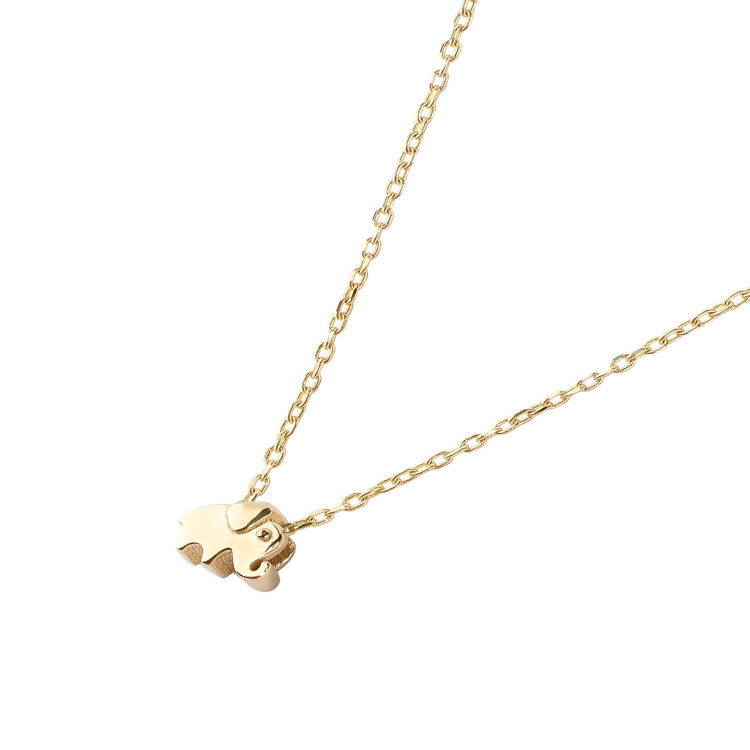 Collar de Plata Esterlina 925 Elefante Mini Revestido en Oro 18kt-1