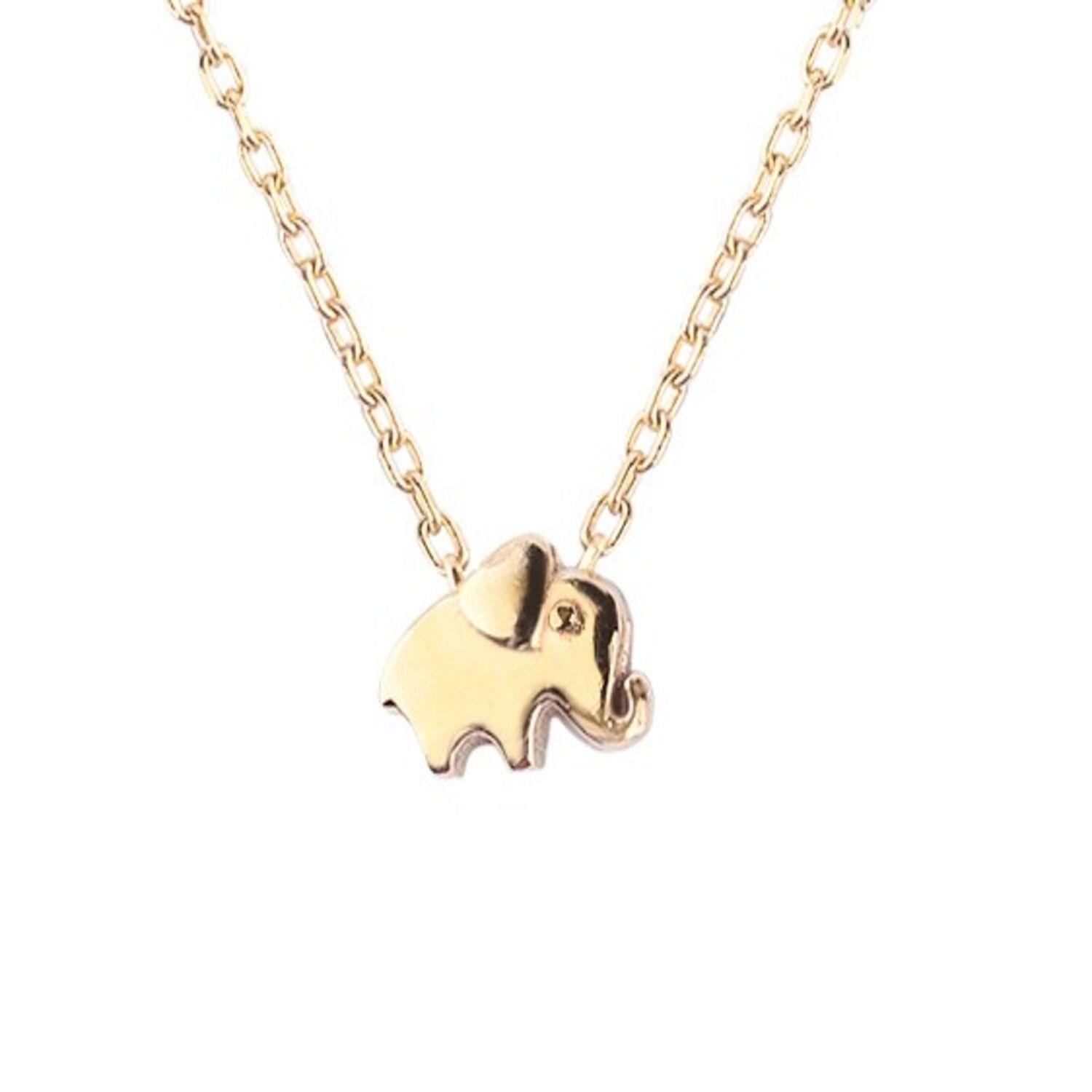 Collar de Plata Esterlina 925 Elefante Mini Revestido en Oro 18kt-2