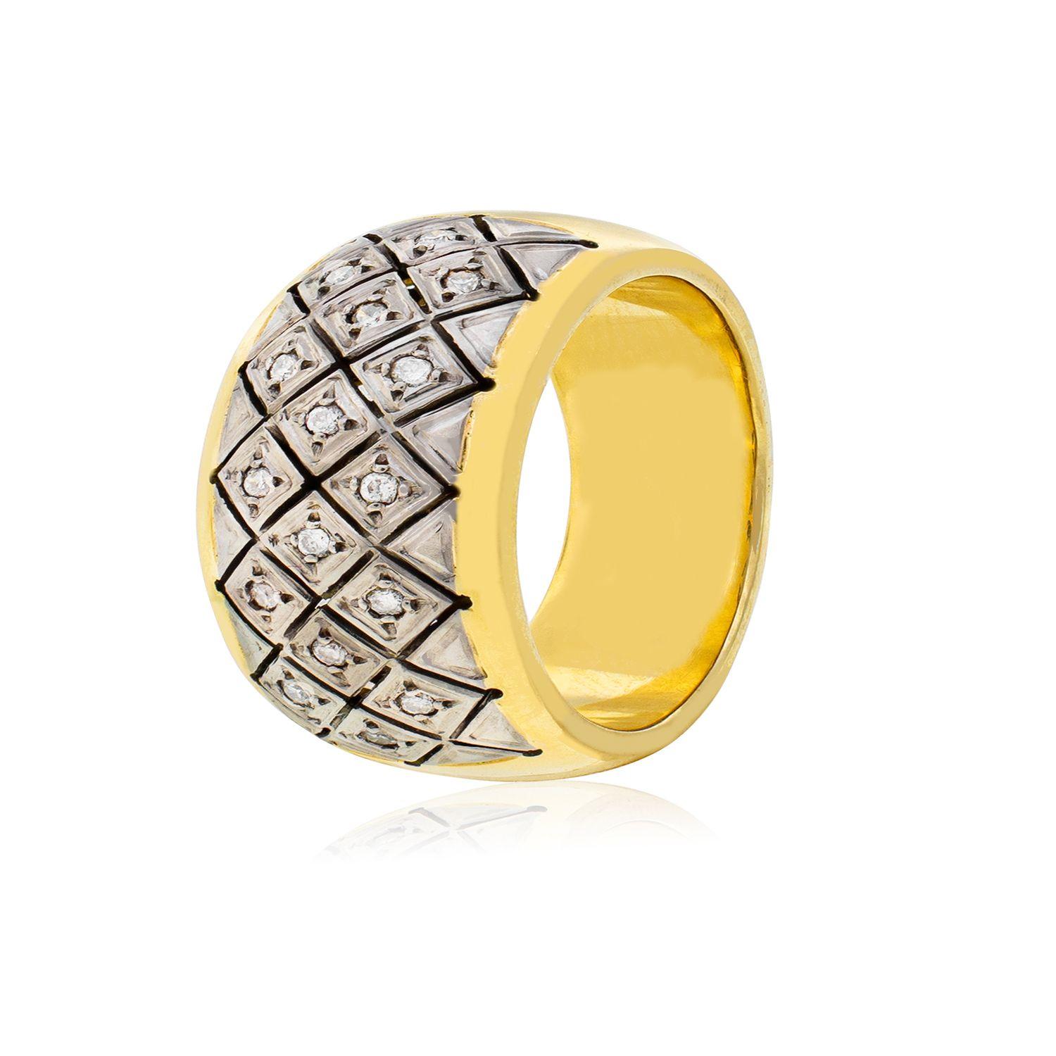 Anillo de Oro Amarillo 18kt Modelo Septal con 16 Diamantes Corte Brillante de 1pts-0