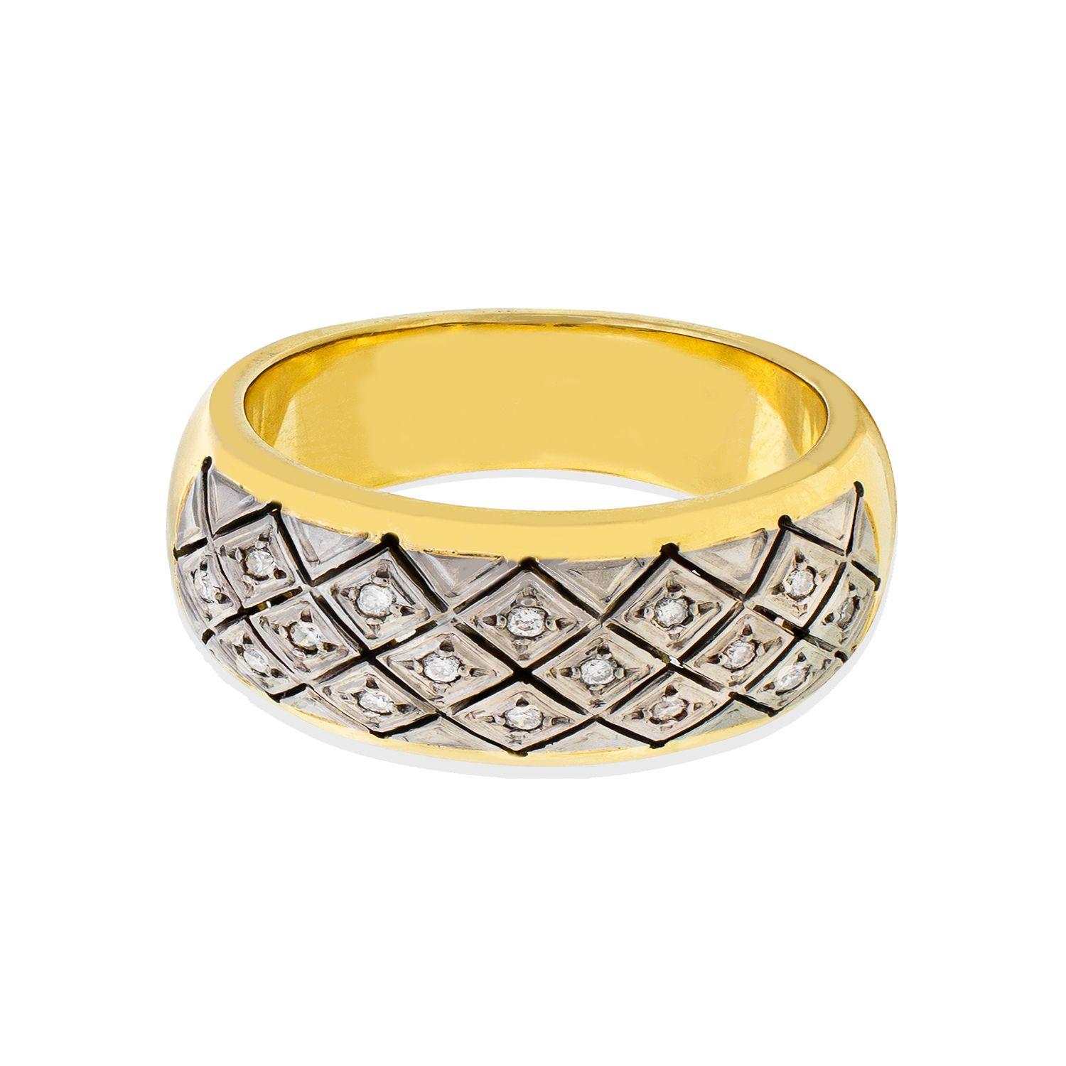 Anillo de Oro Amarillo 18kt Modelo Septal con 16 Diamantes Corte Brillante de 1pts-1