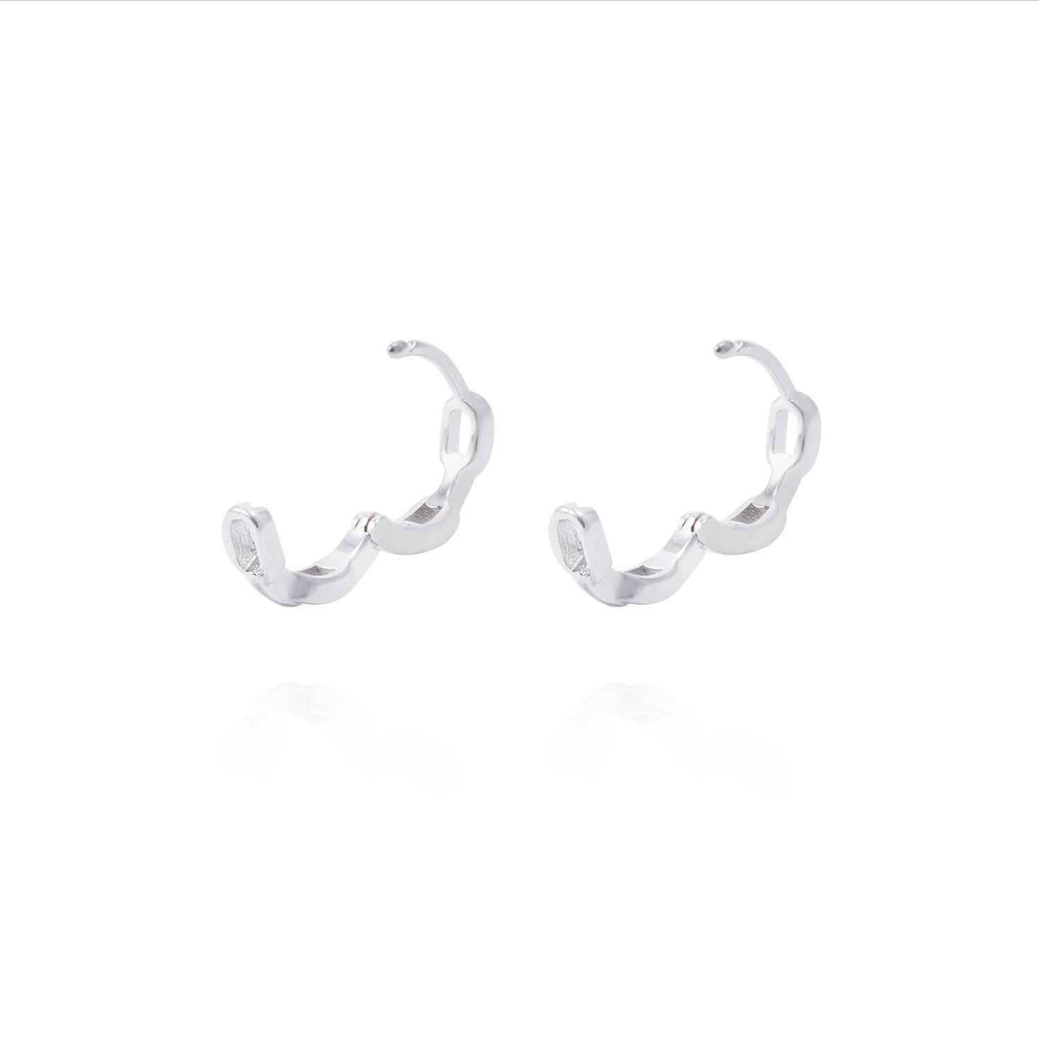 Aros de Plata Esterlina Argollas Cadena-2