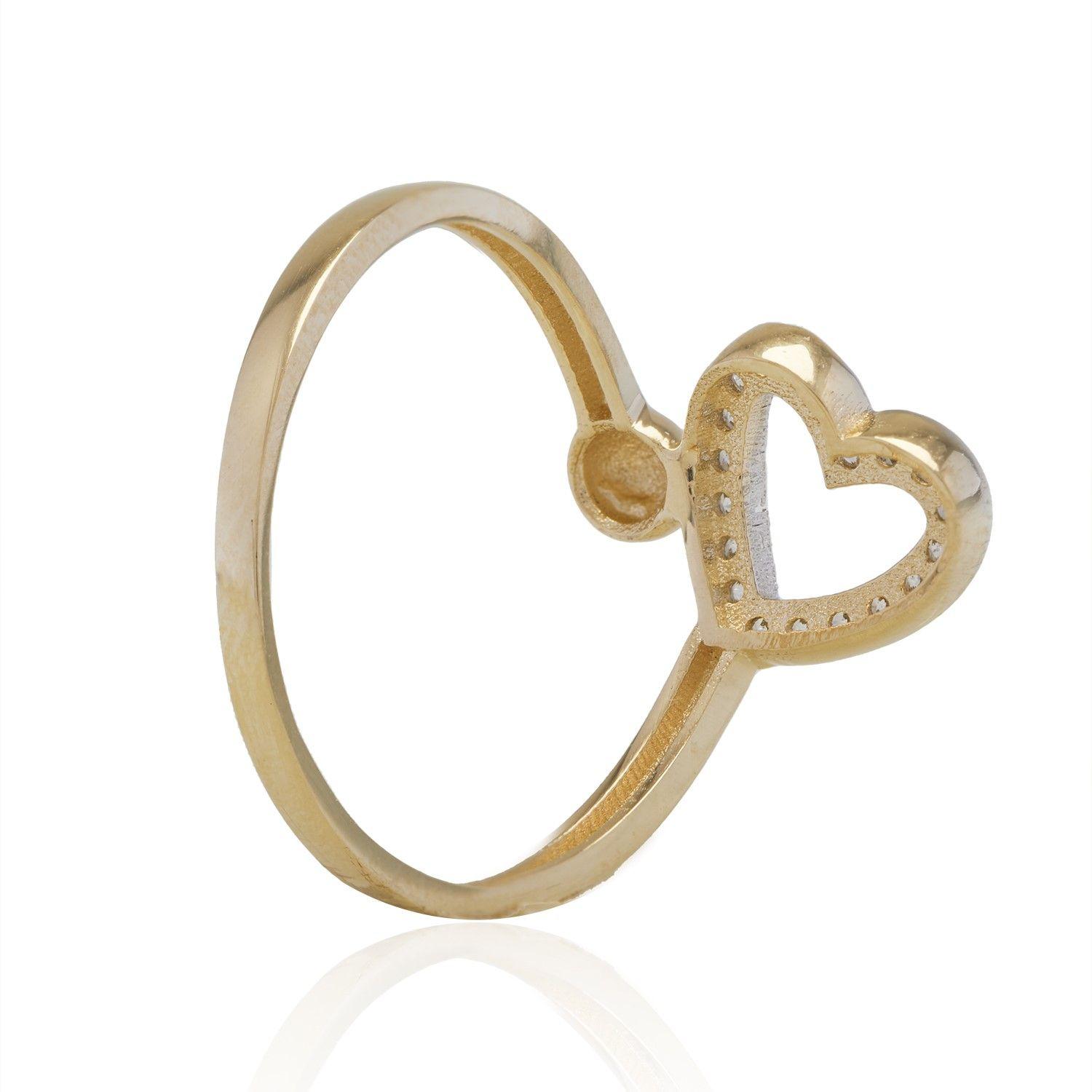 Anillo de Oro 18kt Corazón de Circonitas y Punto-2
