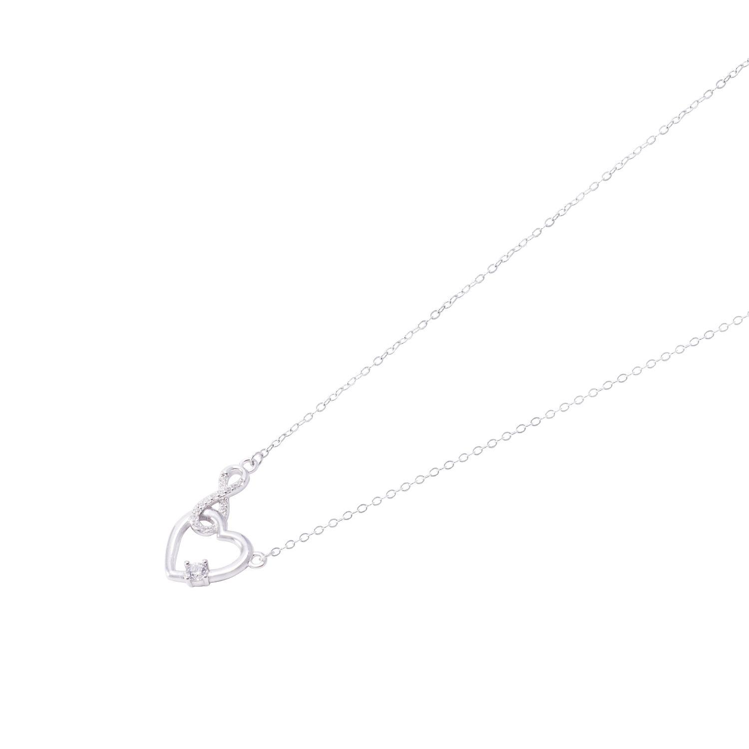 Collar de Plata Esterlina 925 Corazon e Infinito con Circon-0