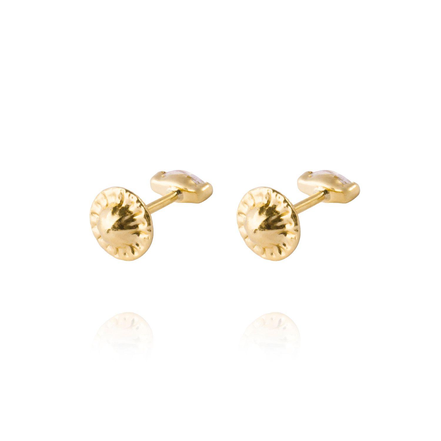 Aros de Oro 18kt Modelo Mini circón Ovalado-2