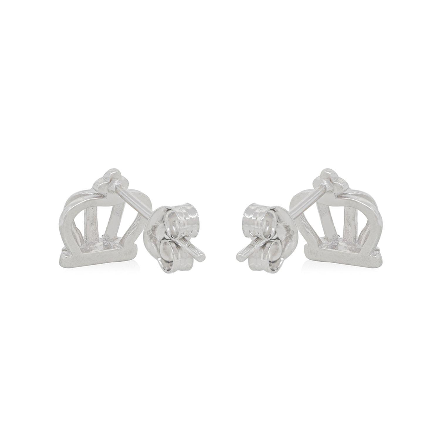 Aros de Plata Esterlina 925 Corona con Circonitas-2