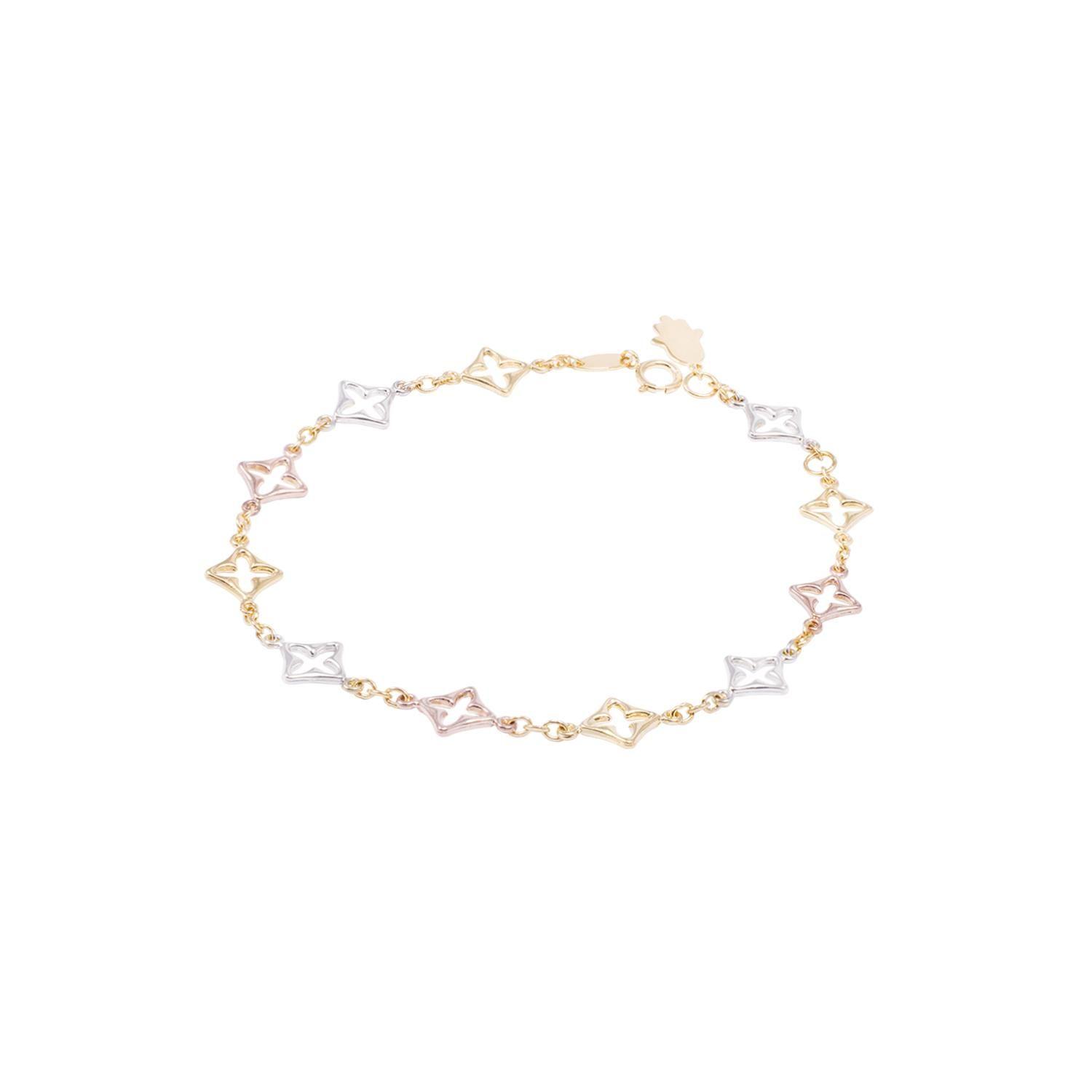 Pulsera de Oro 18kt Mano de Fátima Bicolor-2